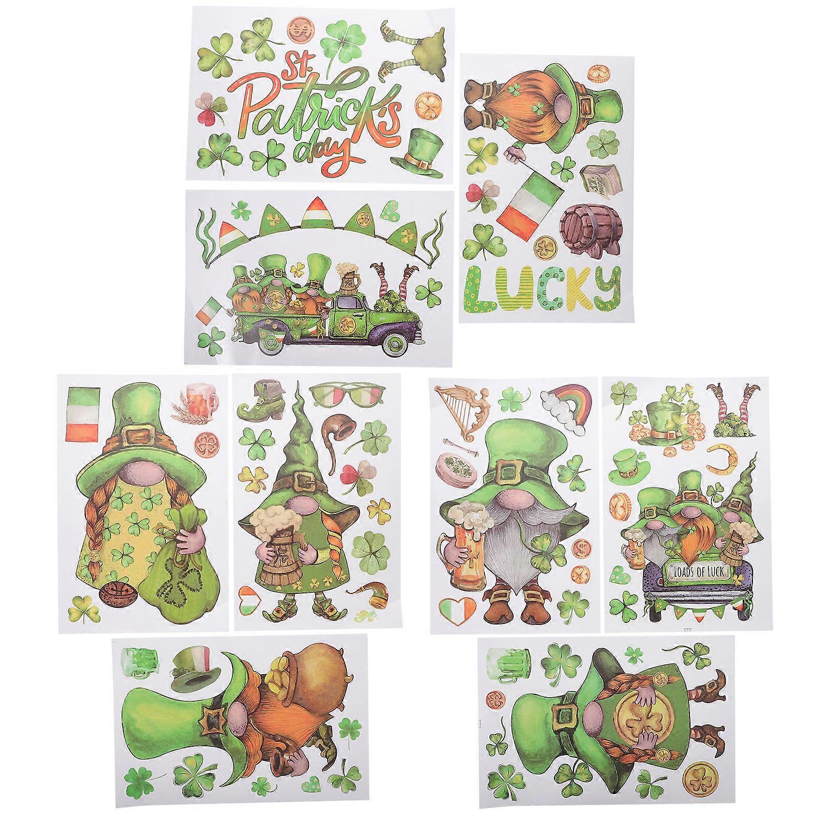 St. Patrick's Day Decorative Window Stickers Gnomes for 45 Sheets