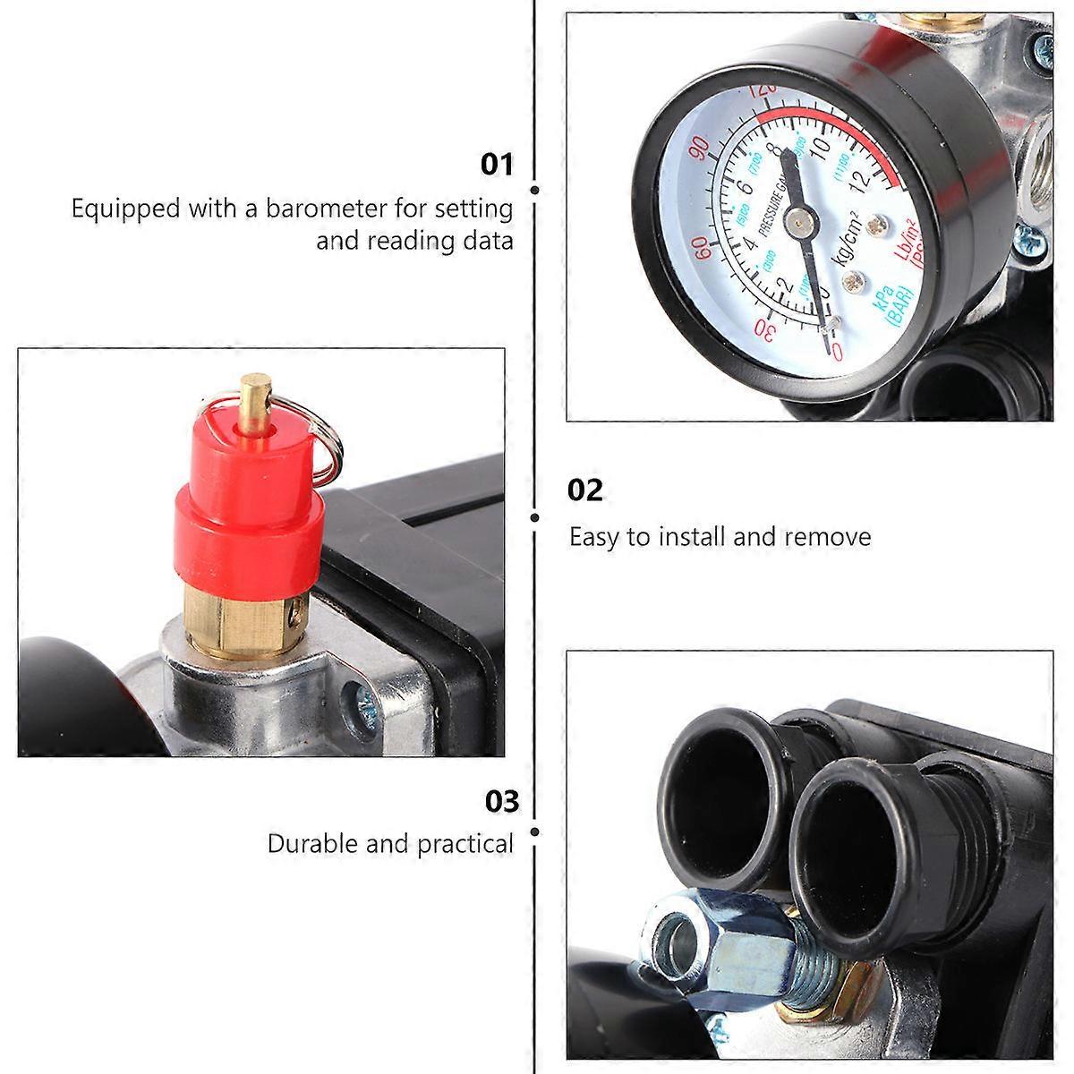 Air Compressor Pressure Controller Valve Black 5.31x3.14x1.97in Home Workshop Power Saving 1Set