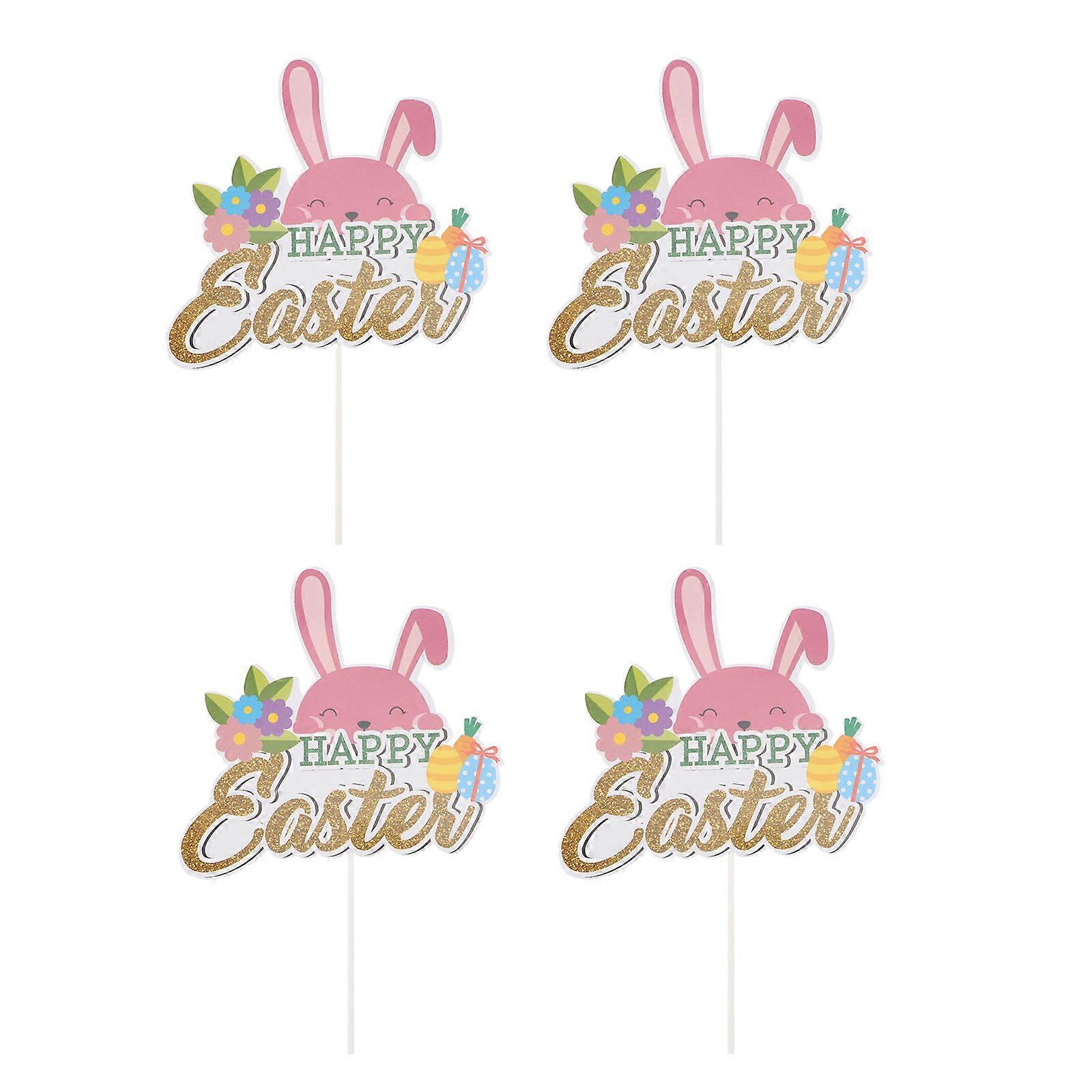 Cake Decor Cake Insert for Decoration 4Pcs Easter Theme Multi Color Paper