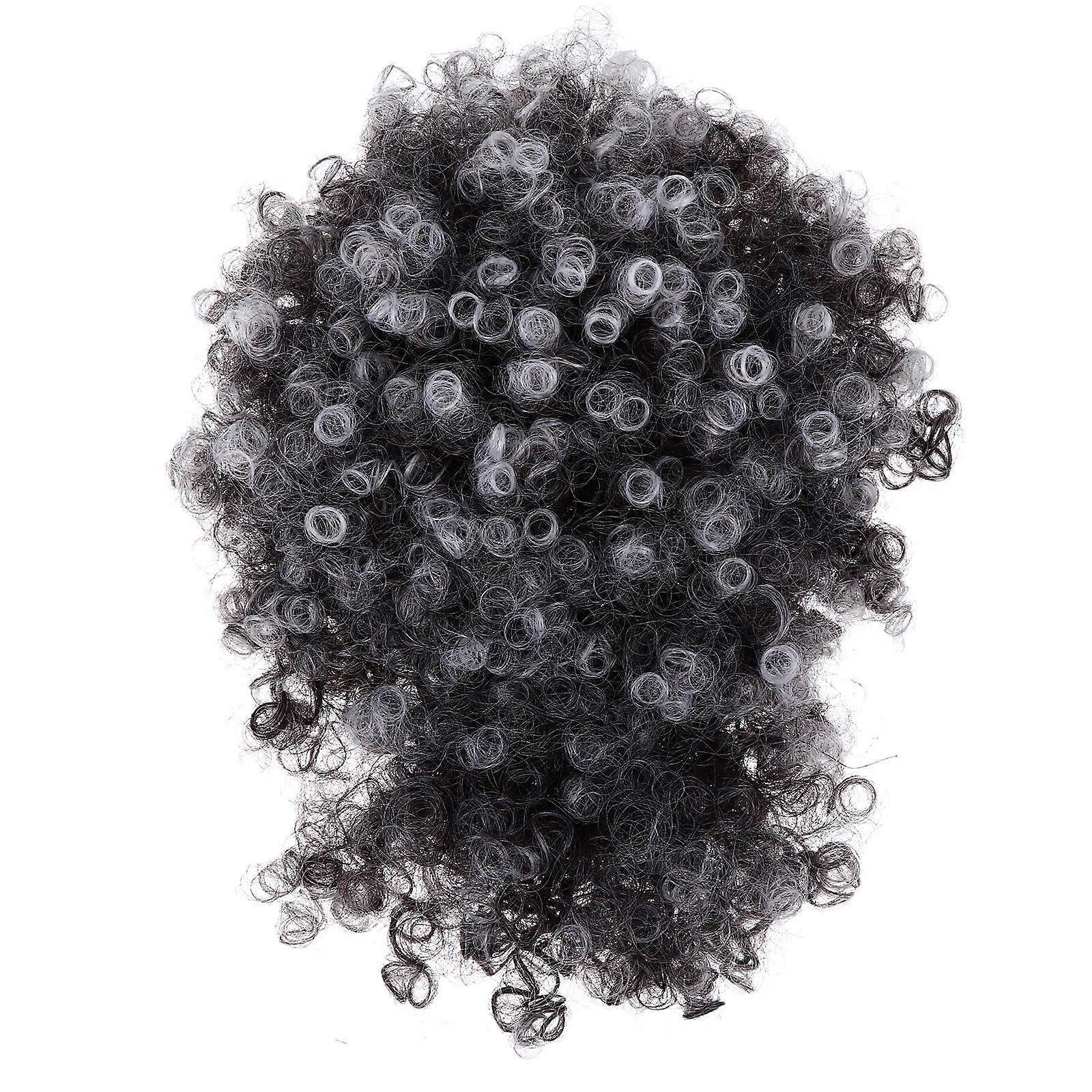 Women Wigs Ponytail Drawstring Wig for Decoration 2Pcs Grey