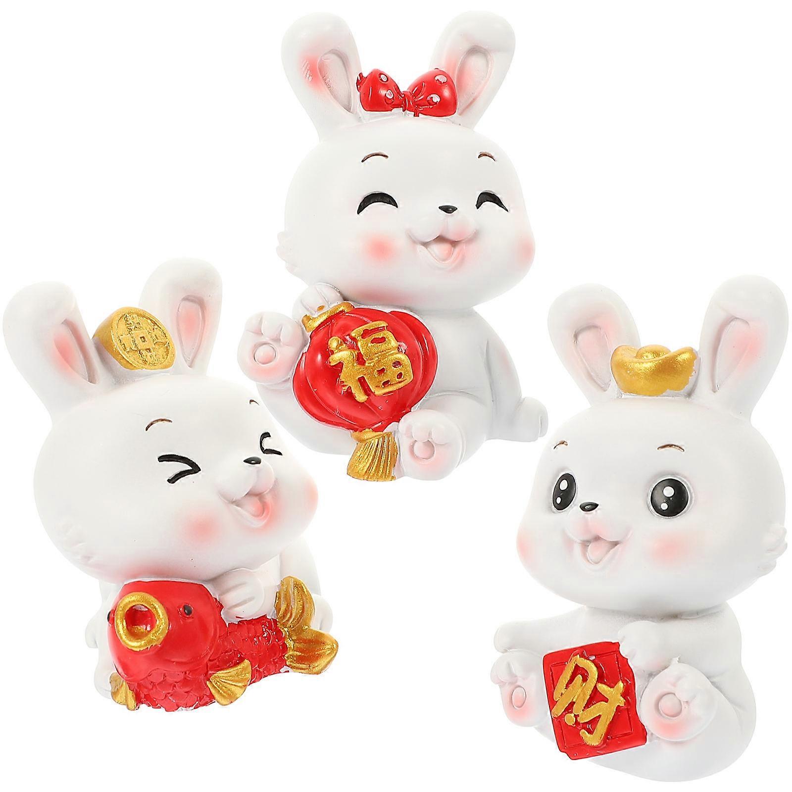 Decorative Rabbit Figurine for Decor 9Pcs Resin Zodiac Bunny Miniatures