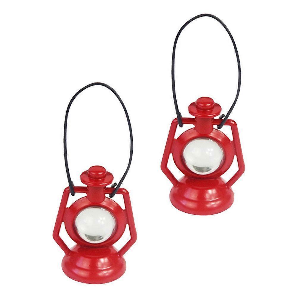 Doll House Kerosene Lamp Model for 2Pcs Miniature Toy Props in Red