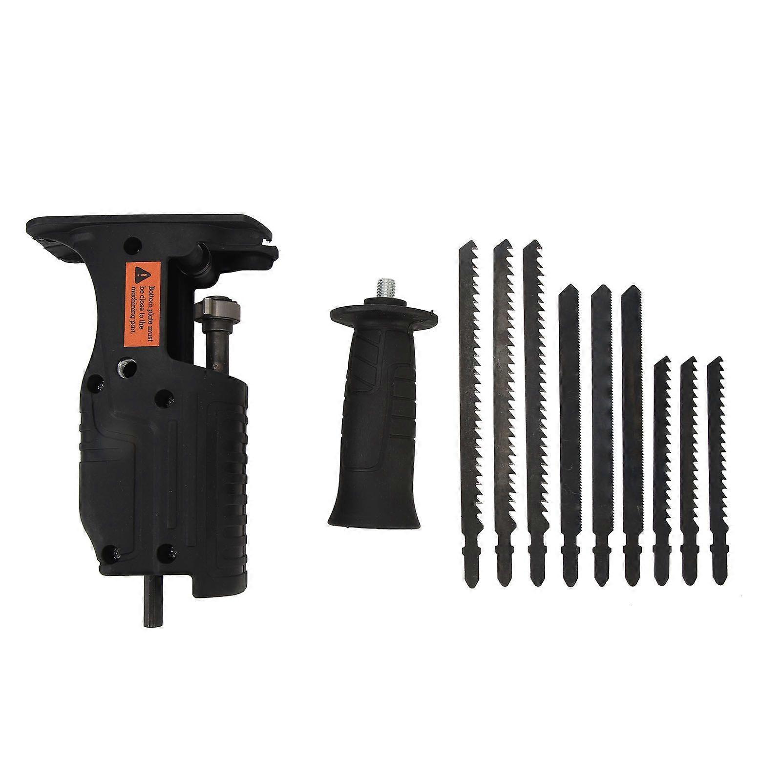 Protable Reciprocating Saw Adapter Electric Drill Modified Tool Attachment with 9 Replacement Saw Blades