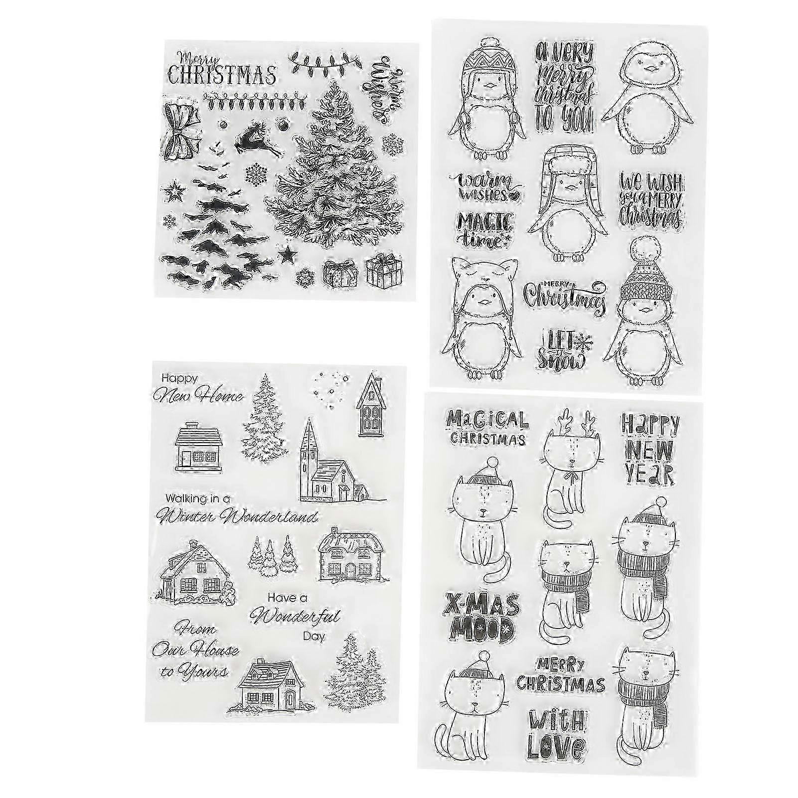 4Pcs Clear Stamps Clear Imprint Recycle Use Easily Unique Shape Various Styles DIY Transparent Stamps for Album Crafts