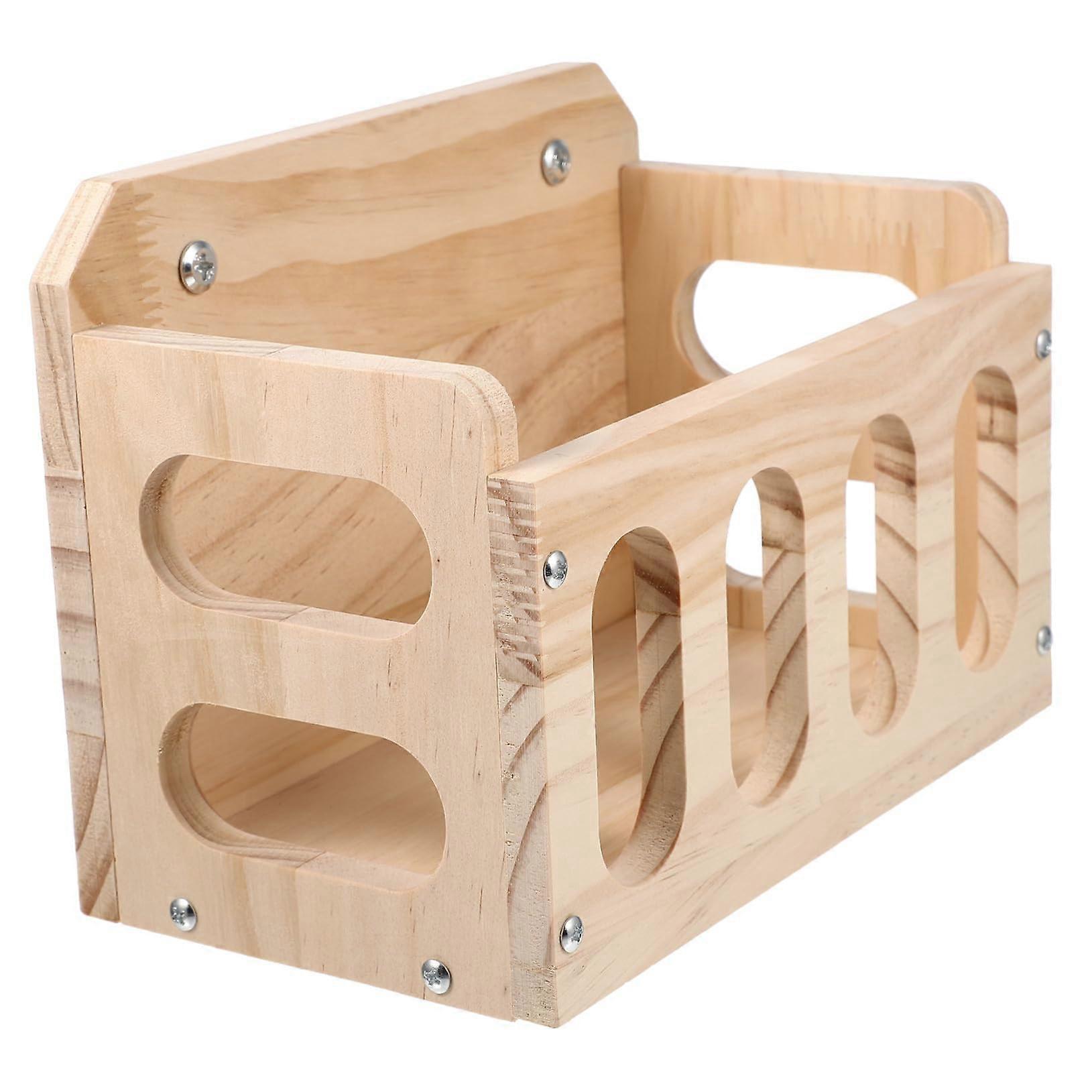 Wooden Bunny Hay Feeder Rack For Rabbits Chinchillas Guinea Pigs Small Pets Slow Feeding Design Keeps Cage Clean