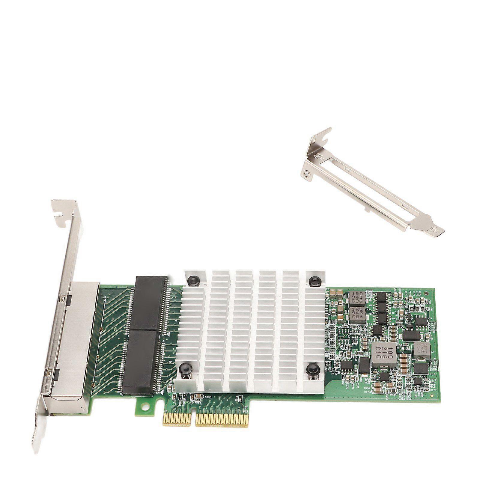 PCIEx4 Wifi Card 4 Port Gigabit for Intel I350 Chip Gold Pins Large Heat Sink RJ45 Interface Ethernet Card for Desktop Computers