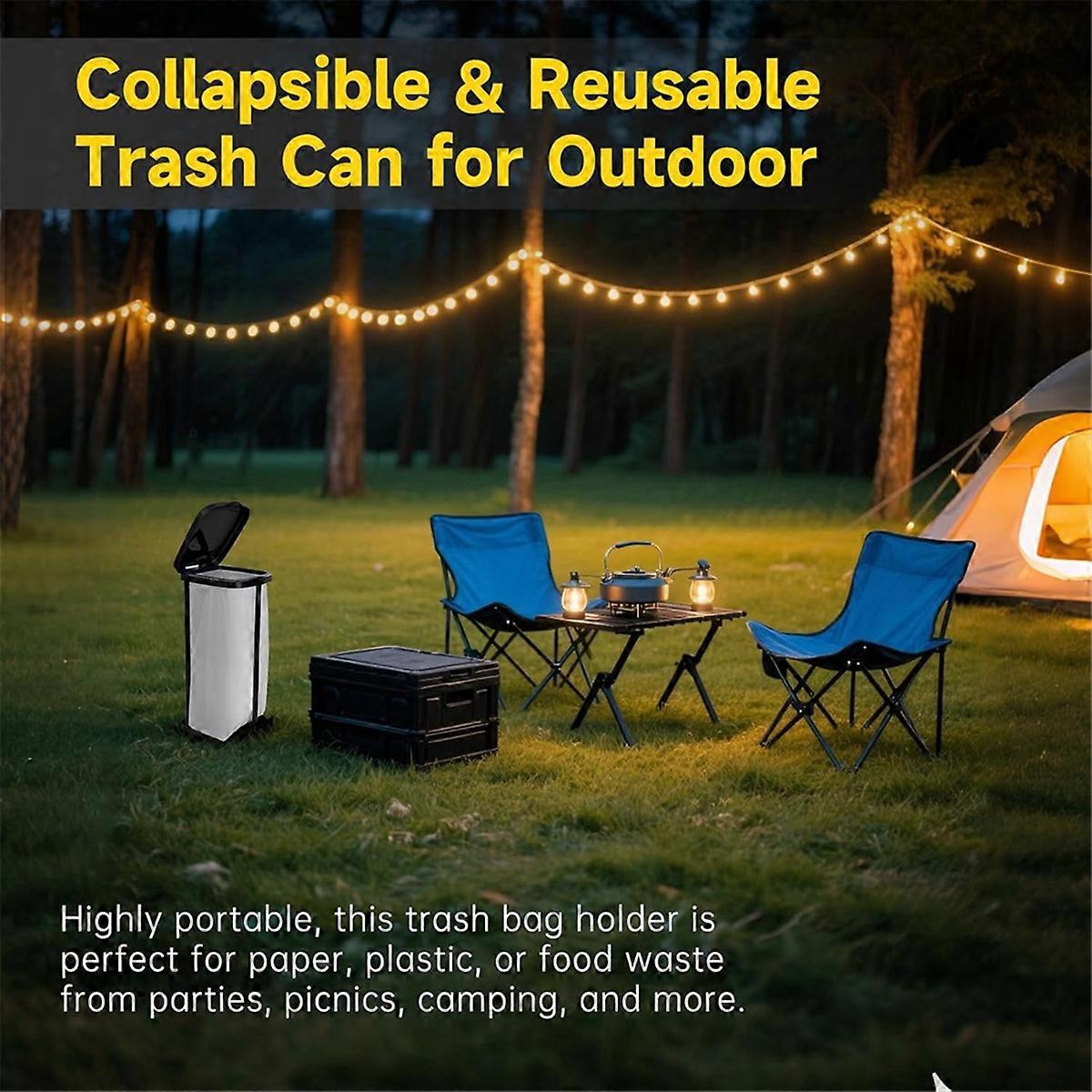 Fold Trash Can - Foldable Indoor/Outdoor 13 Gallon Garbage Bin