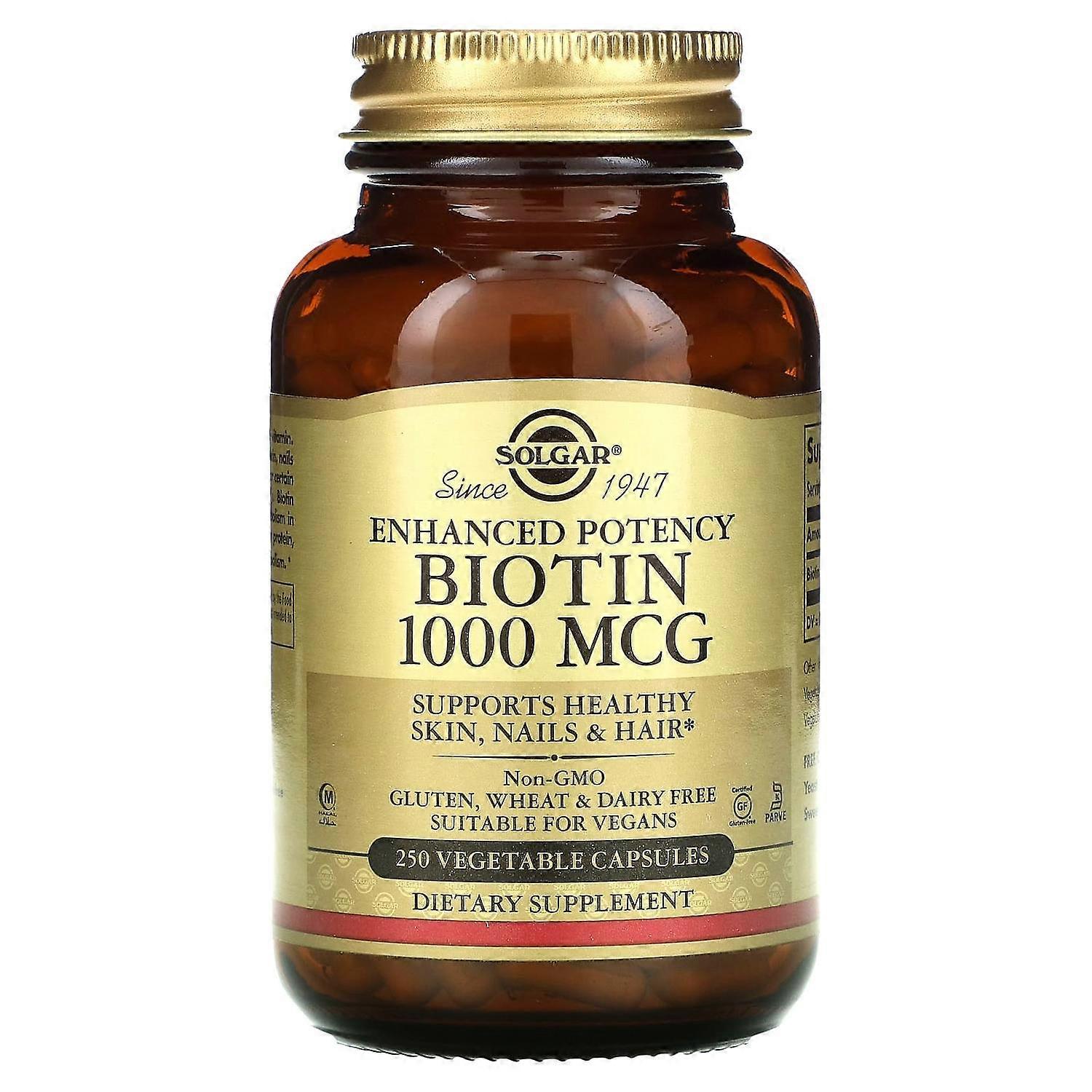 Solgar, Biotin, 1,000 mcg, 250 Vegetable Capsules