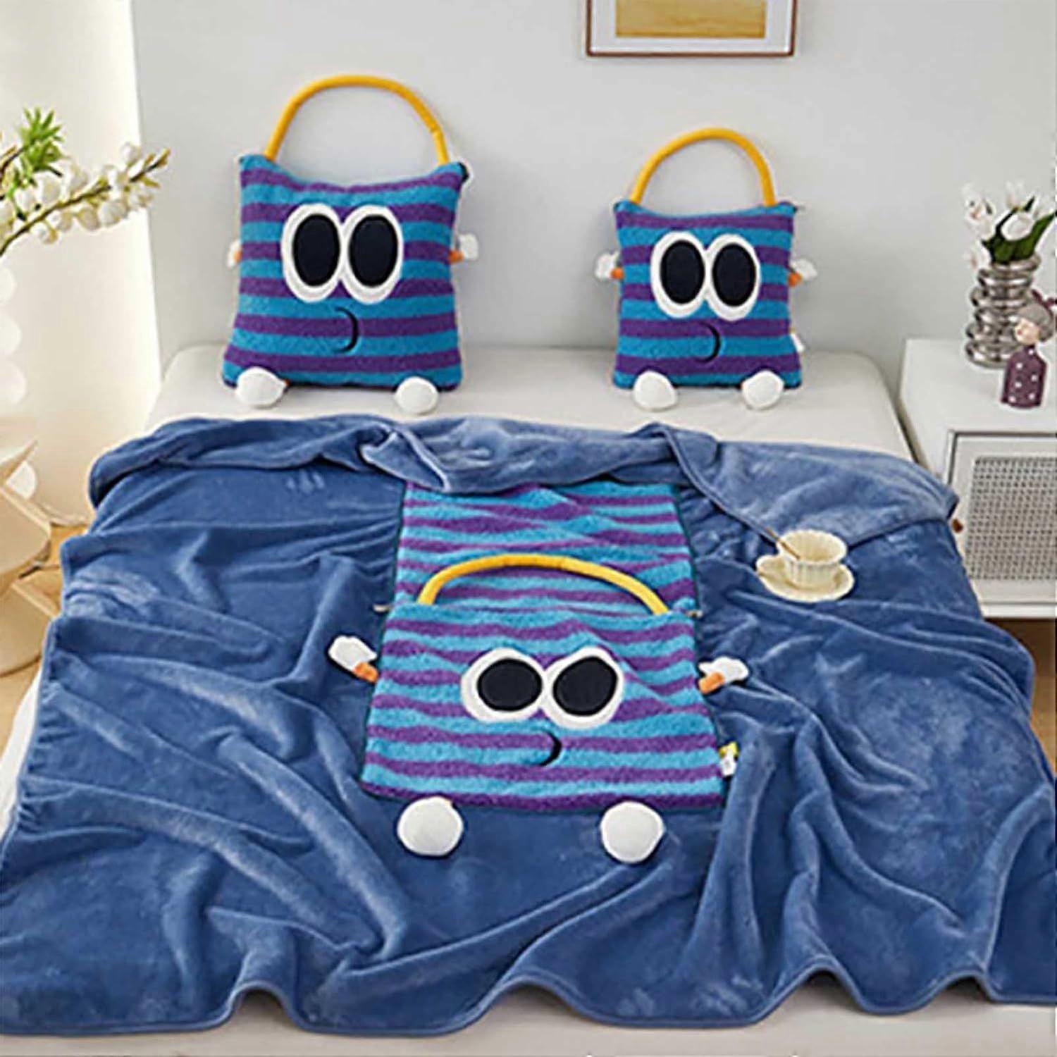 2-in-1 Convertible Pillow and Soft Blanket, Portable Nap Companion for Office Car Sofa Bedroom Use