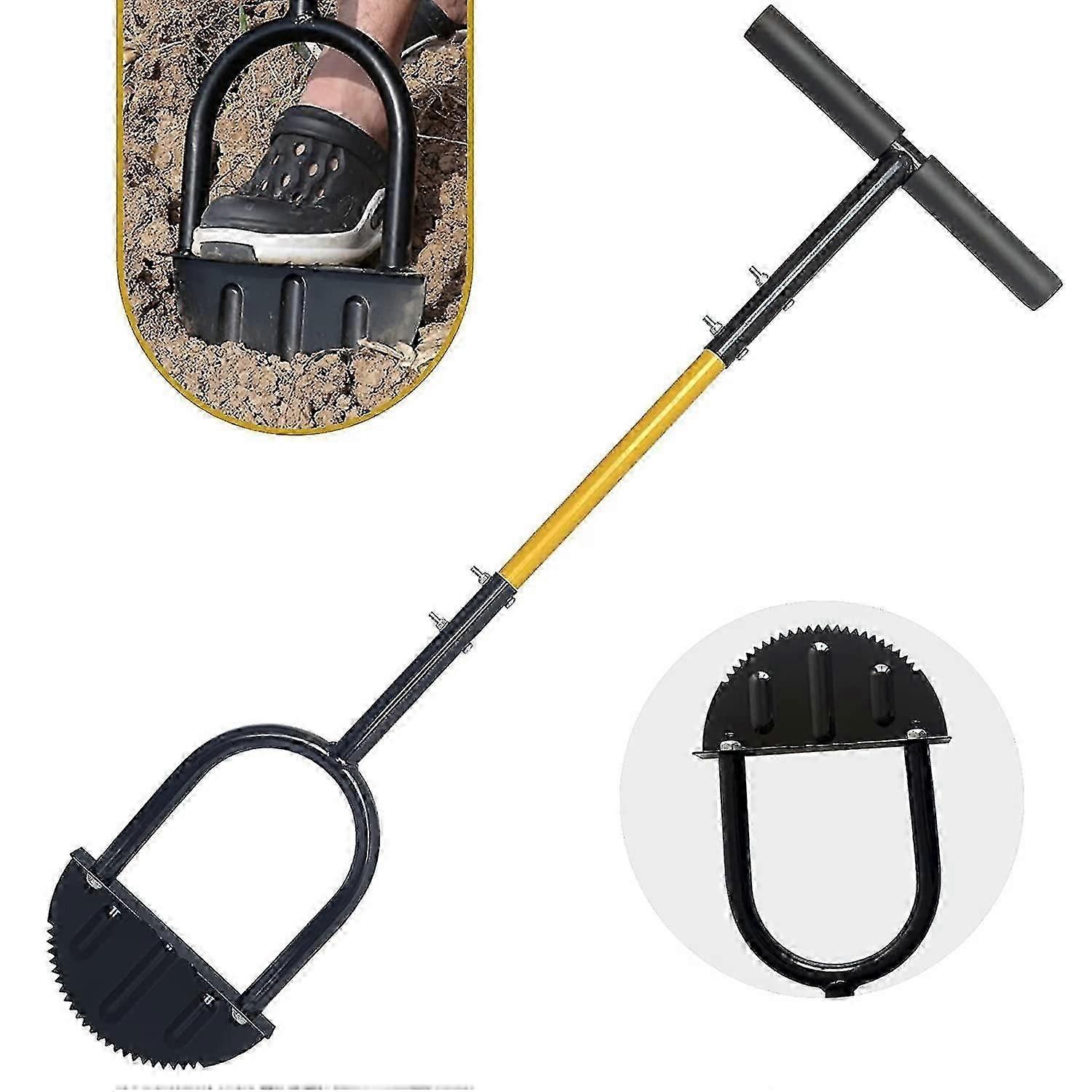 38 Inch Manual Lawn Edger Half Moon Grass Edger With T-style Long Handle, Or Sidewalk, Driveway, Flower Beds