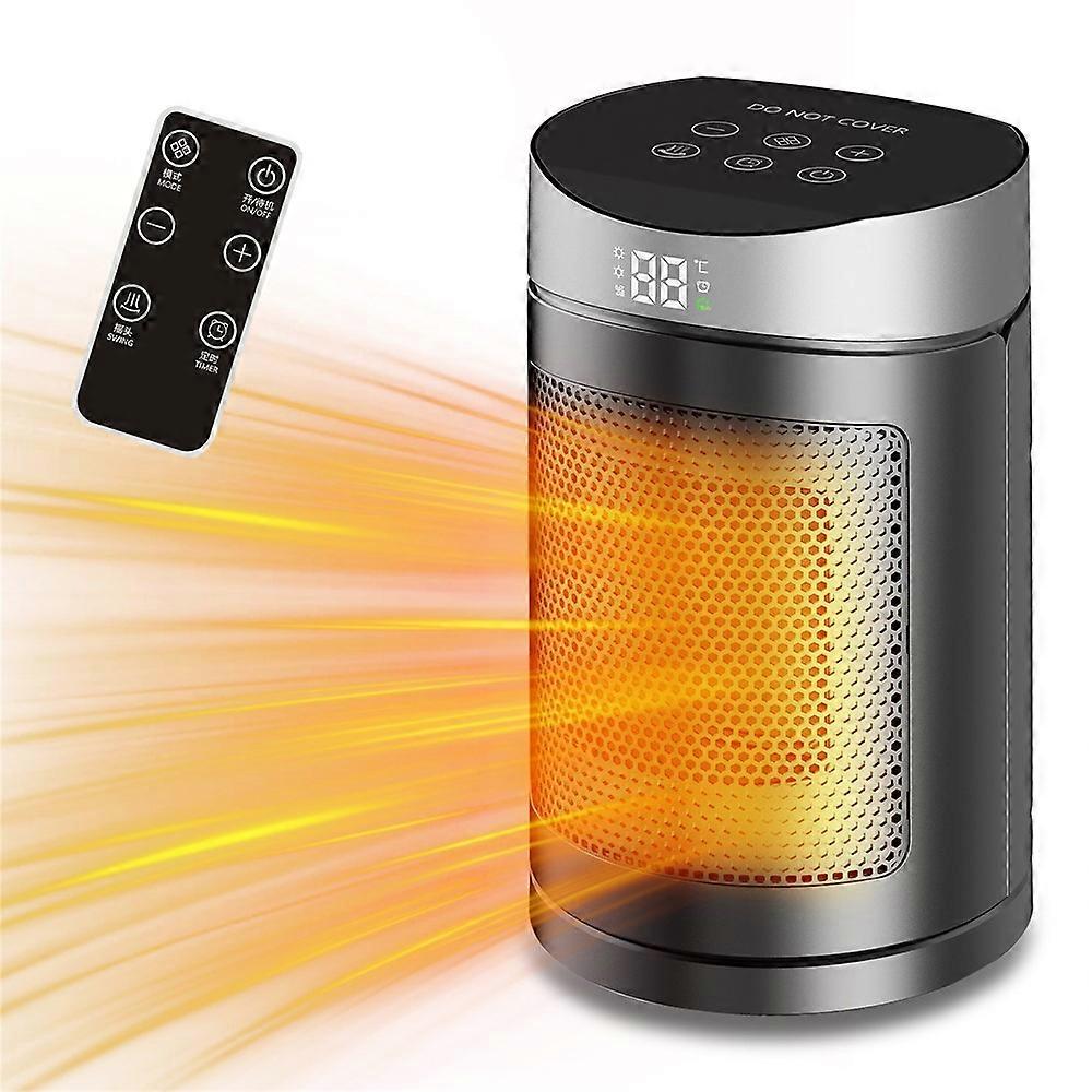 220V Touch Screen Remote Control Heater Desktop Electric Heater Portable Space Heater Fan for Home / Office, EU Plug
