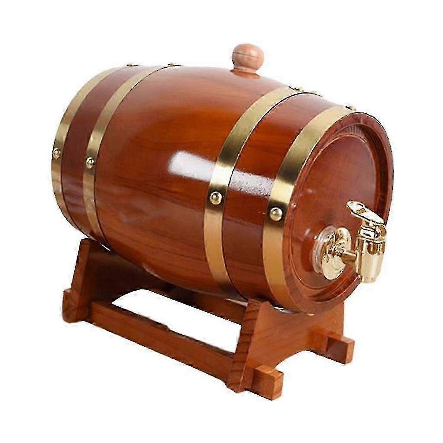 Large Capacity Retro Oak Wine Aging Barrel with Stand for Wine & Honey Storage