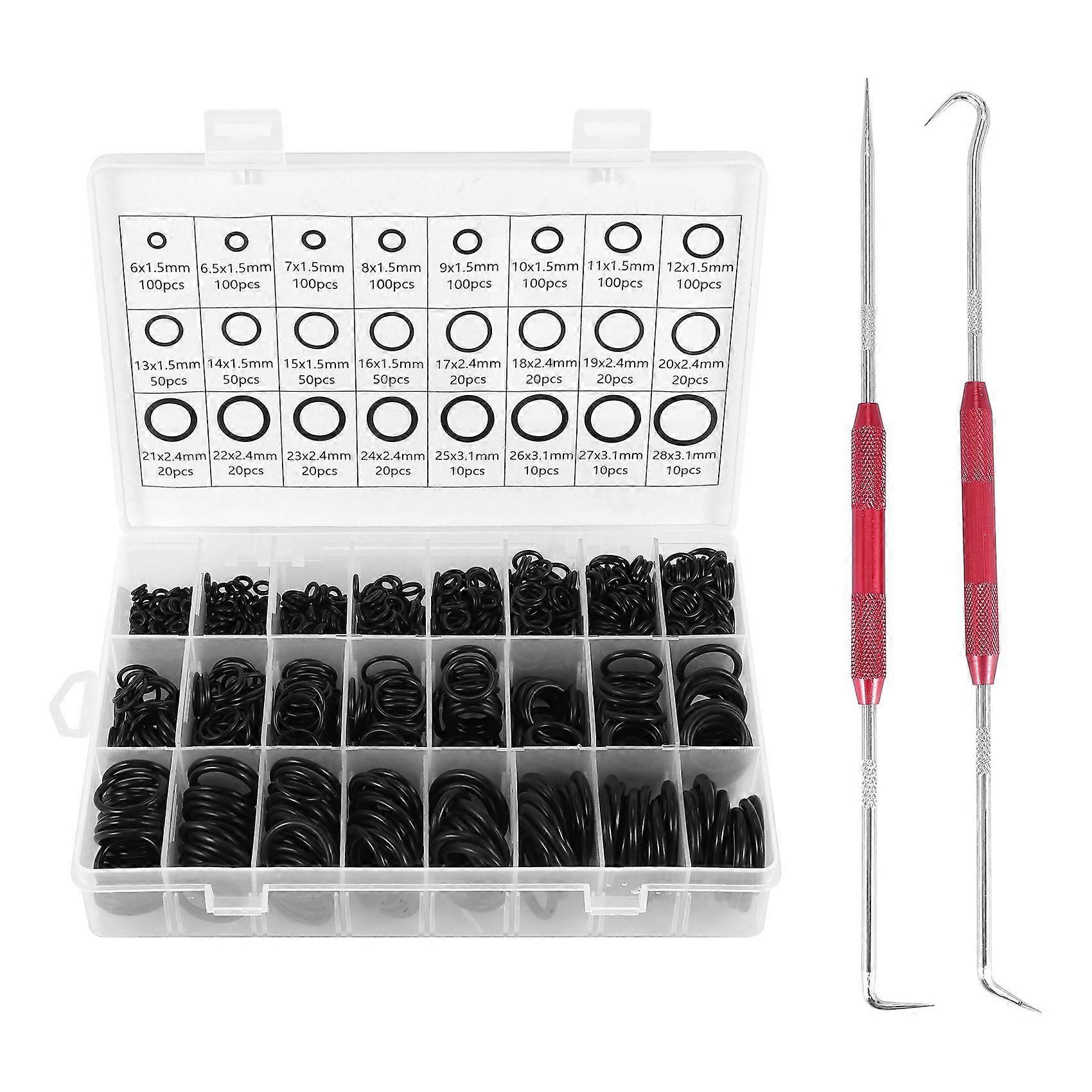1200PCS Nitrile Rubber O Ring Set with Hook Tools Sealing O-Ring Kit