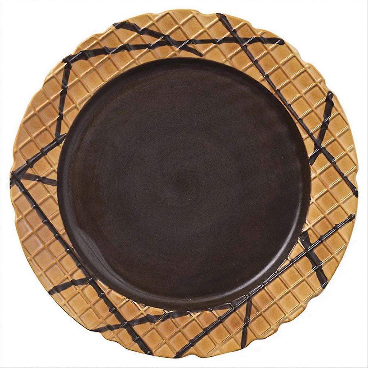 Cute Ceramic Office Dessert Plate,Coffee Color,Sugar Cone Plate