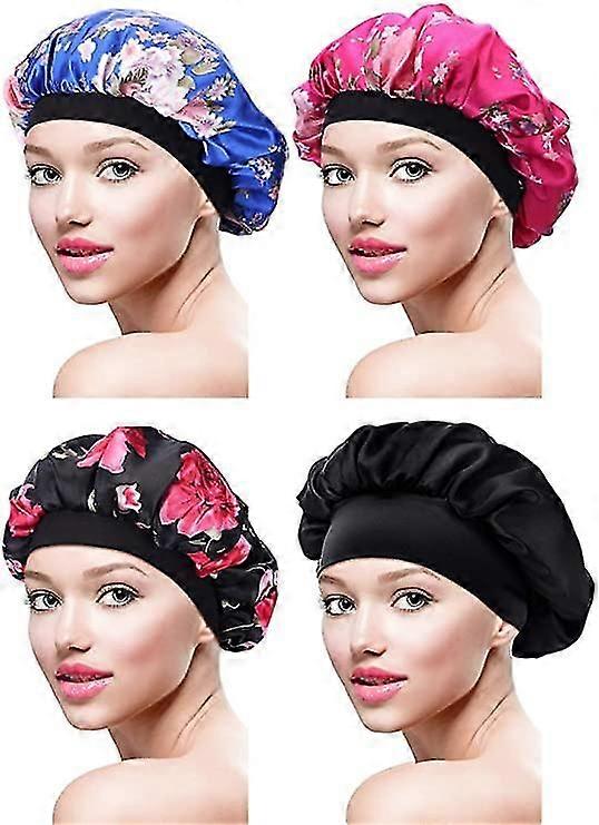 4 pieces satin hat soft nightcap for girls