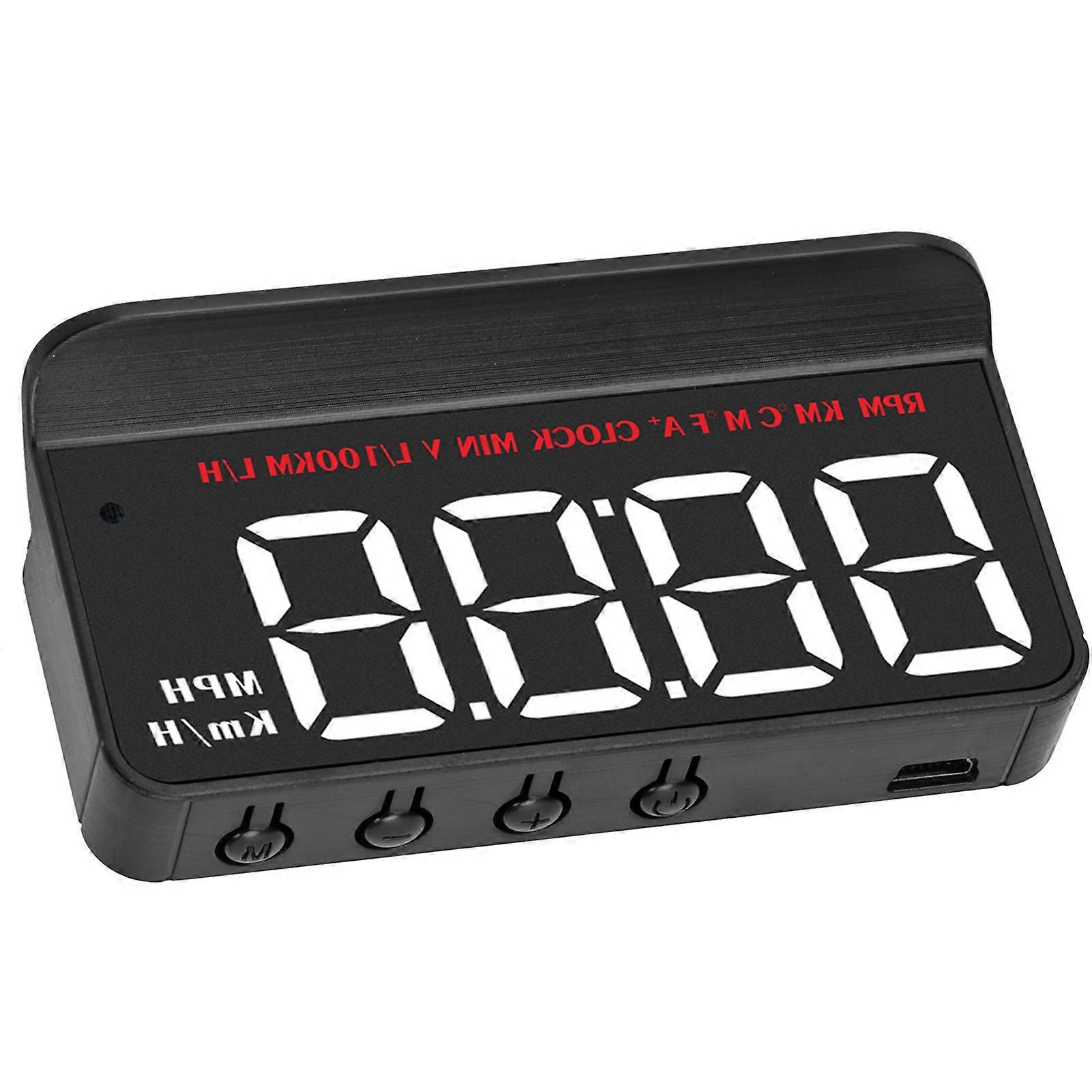 HUD Display Universal OBDII Overspeed Alarm Windshield Projector Head Up Meter Water Temperature Gauge for Car