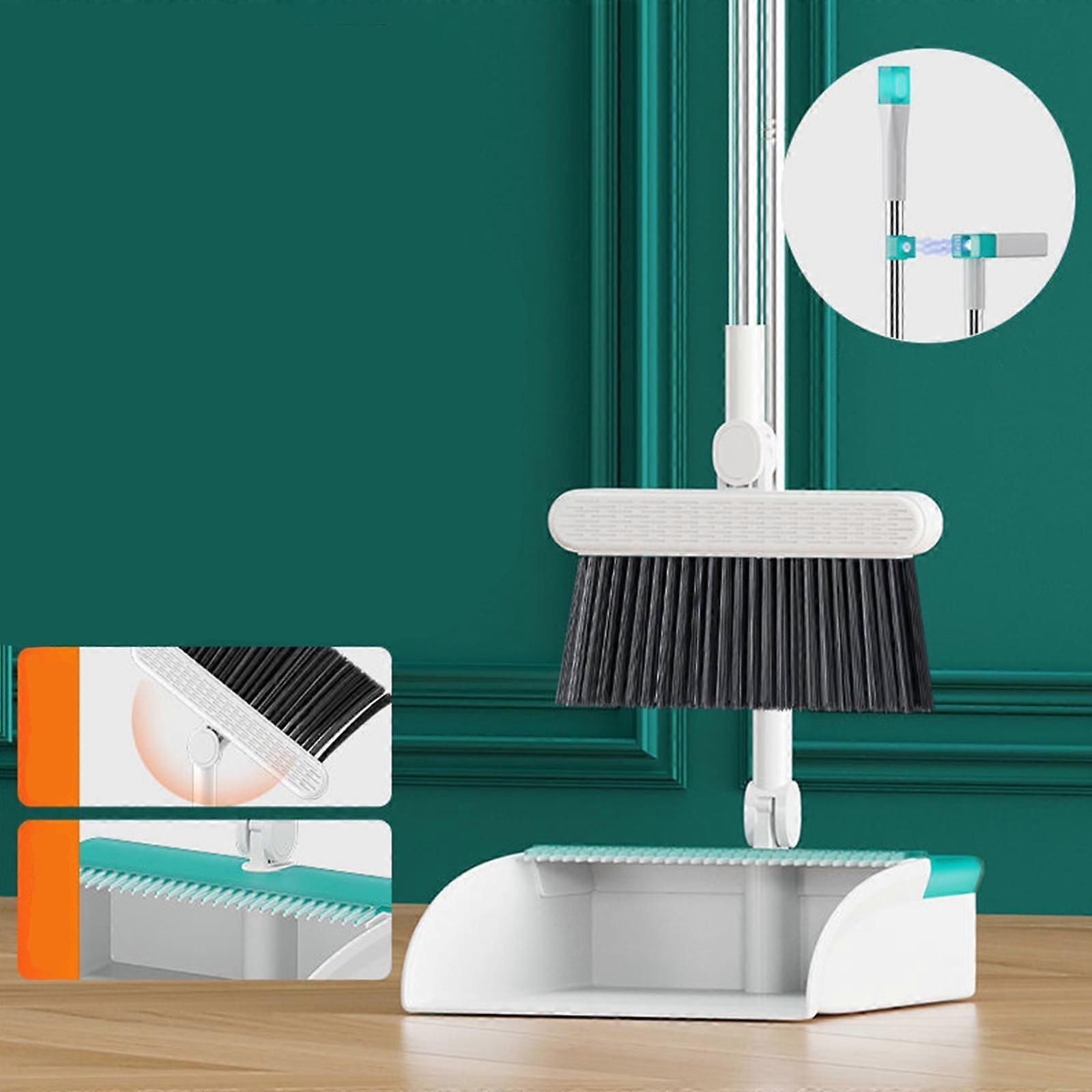 Ympuoqn 180° Rotatable Broom & Dustpan Set with Scraping Teeth, Magnetic Suction Storage, Deep Cleaning, Compatible with Ympuoqn