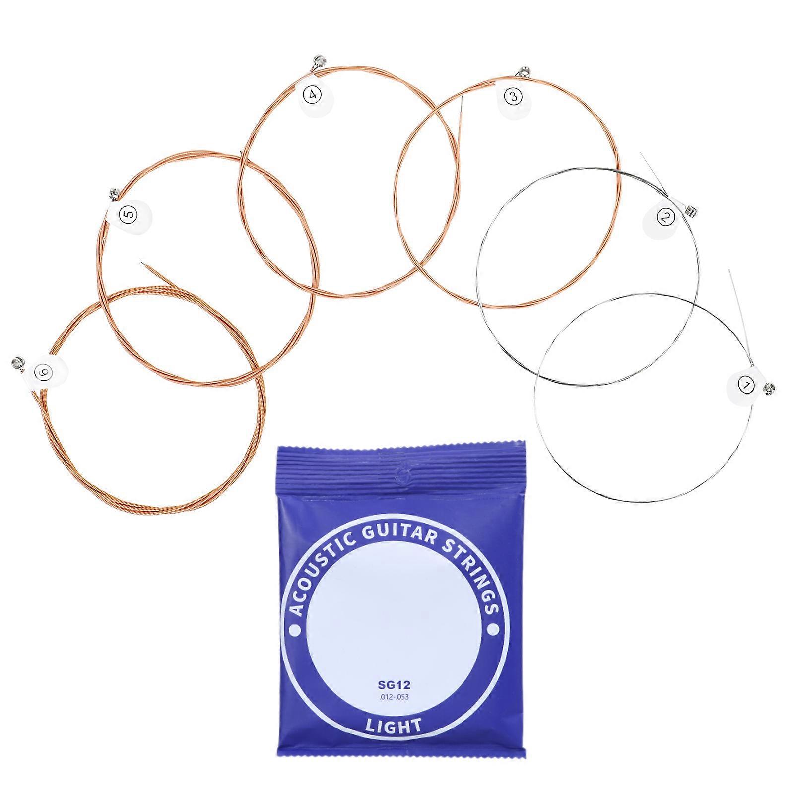 6Pcs Folk Guitar Steel Core String 6-string Acoustics Guitar Strings Replacement for Beginners Performers Enduring Multicolor