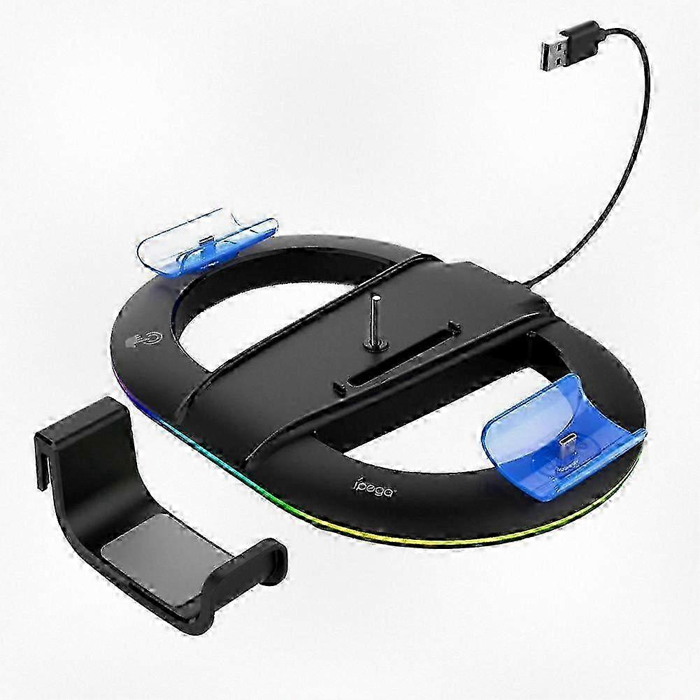 Universal Stand for PS5 Slim with Ambient Light, Headset Hook, and Gamepad Holder