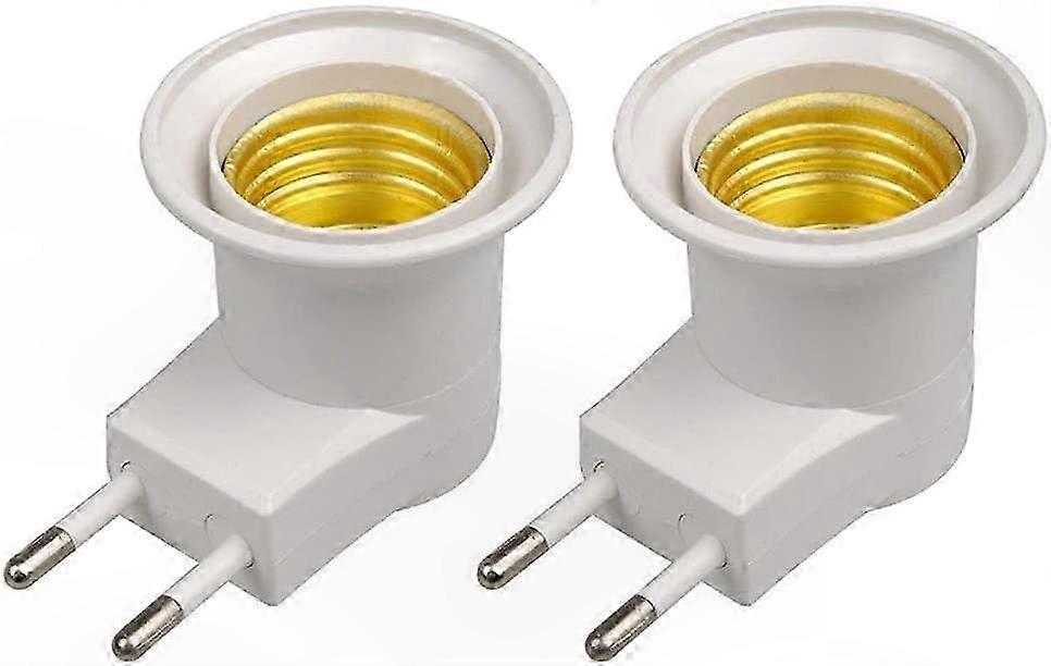 White LED E27 Socket Adapter with On/Off Switch, EU Plug (2-Pack)