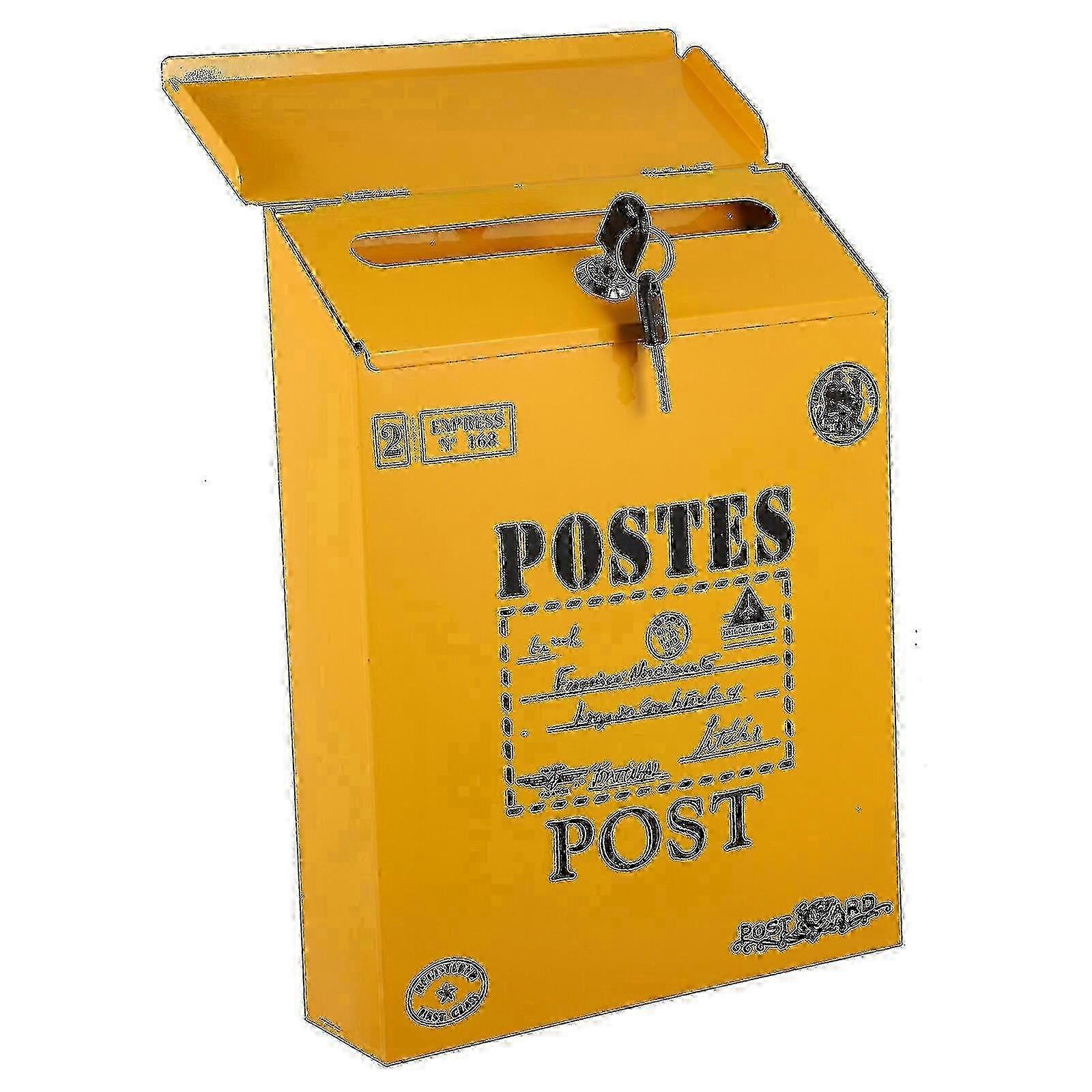 Retro Lockable Wall-Mounted Mailbox for Newspapers and Letters ws