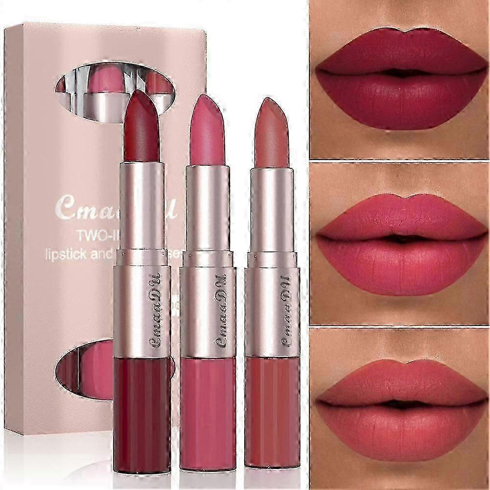 2-in-1 Matte Lipstick Lip Gloss Double Non-Stick Velvet Matte Lip Glaze