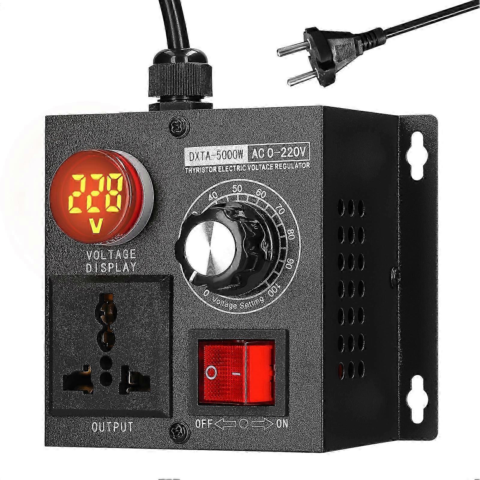 AC220V 5000W Stepless Voltage Regulator Portable Variable Monophase Voltage Controller Temperature Speed Light Adjuster