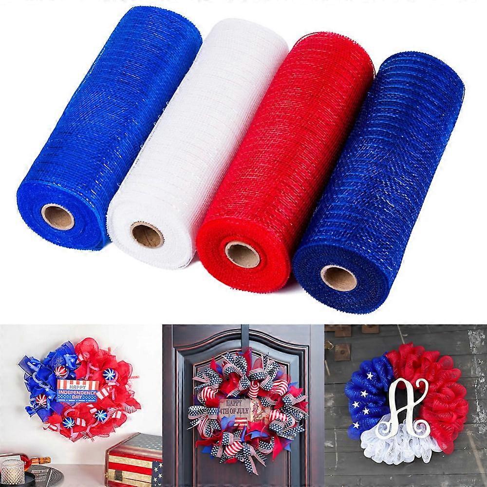 10 inch x 30 feet Metallic Deco Poly Mesh Ribbon,The Exclusive Metallic Mesh with A Unique Touch of Color and Sparkle,4 Packs