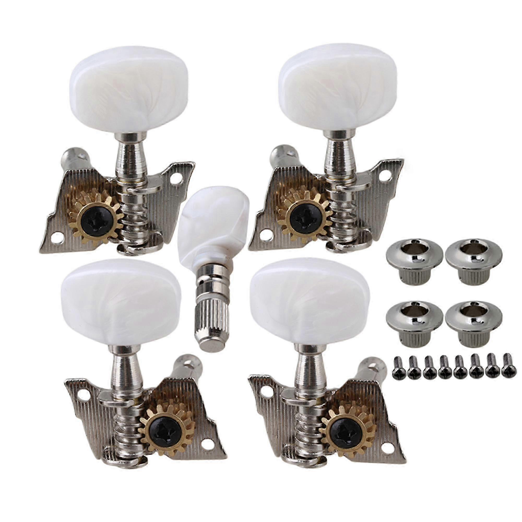 5PCS Semiclosed Banjo Machine Head Tuning Tuner Peg White Button