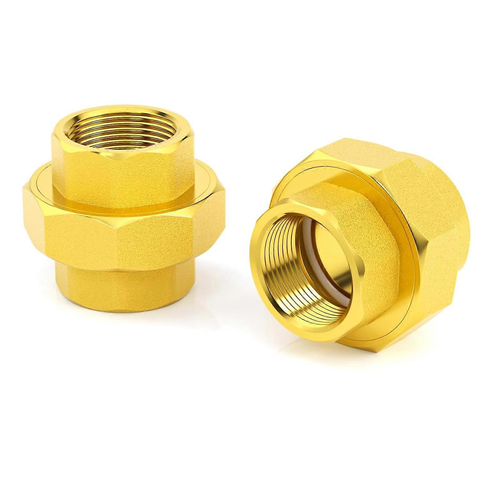 2Pcs Double Female Threads Quick Connector 1/2inch Brass Hexagonal Head Adapter Replacement Hose Connector Enduring Multicolor