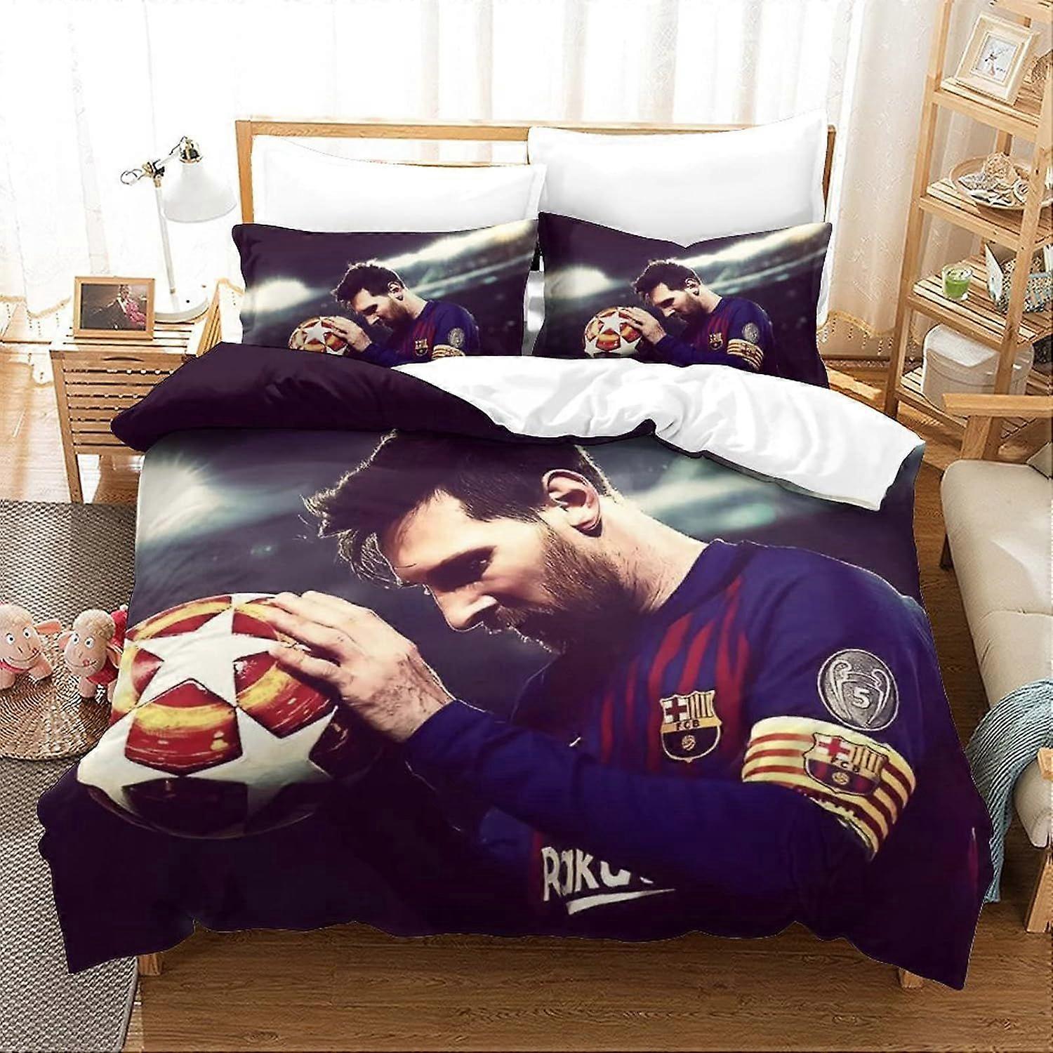 ميسي غطاء لحاف مجموعة حجم الملك 3D كرة القدم سوبرنجوم المطبوعة الزخرفية الفراش غطاء لحاف مجموعات الفراش غطاء المعزي الاطفال الكبار المراهقين الملك