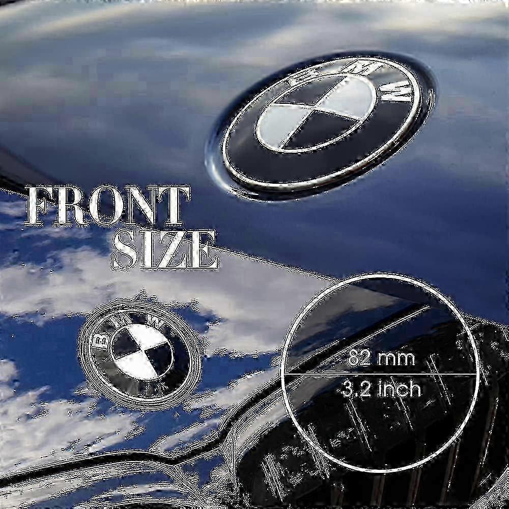 7pcs black logo hood and trunk for all models E30 E36 E46 E34 E39 E60 E65 E38 X3 X5 X6 3 4 5 6 7 8 (82mm + 73mm)