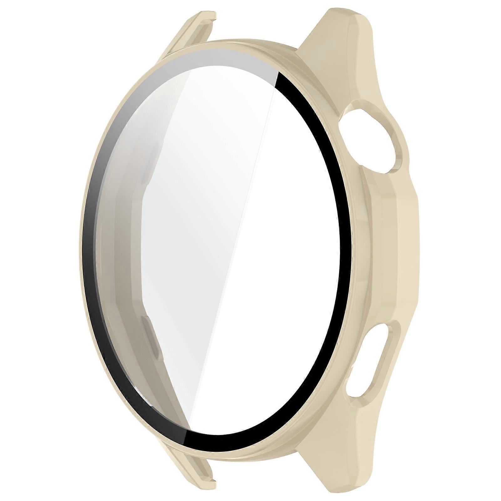 Smartwatch Screen Protector PC Shell with Tempered Glass Film for GT6 46MM Scratchproof Case Protective Cover  Glossy ivory