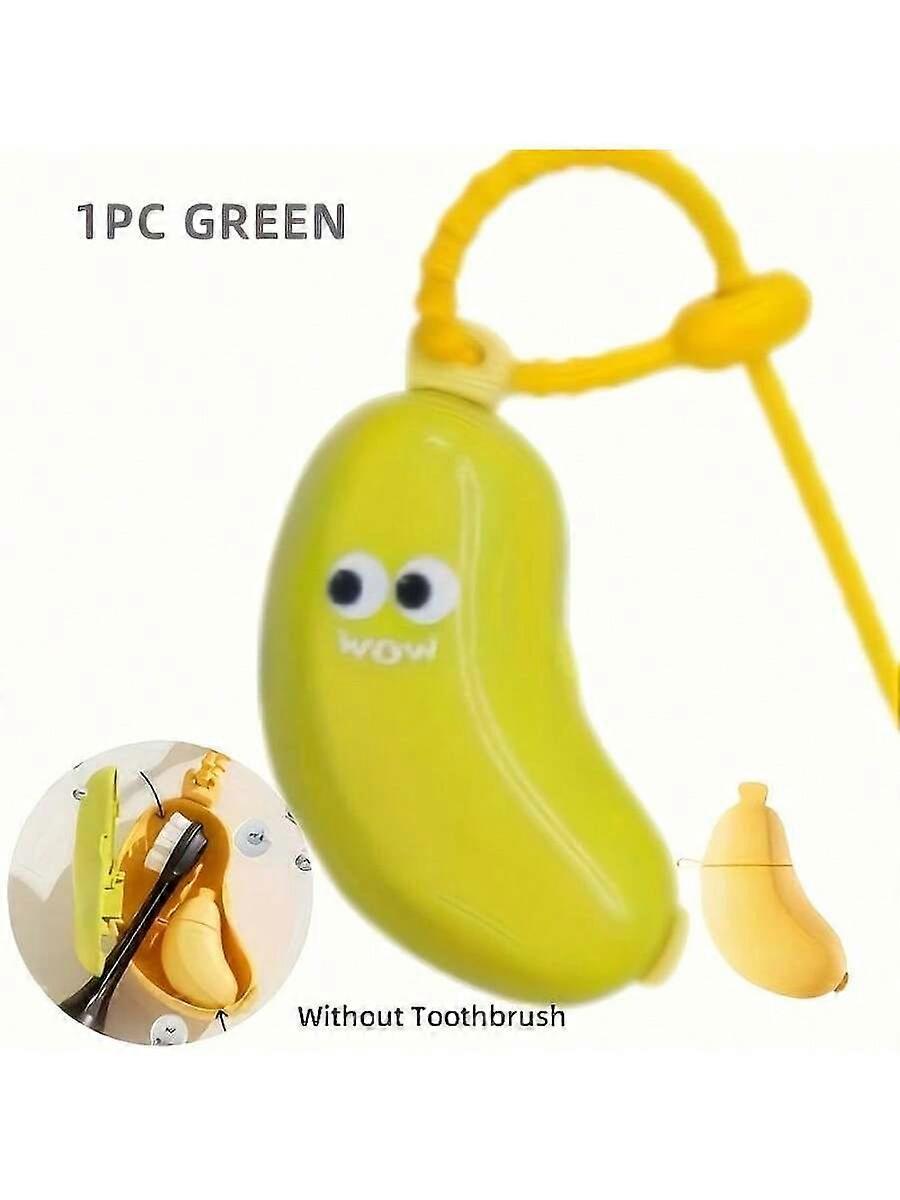 1 brosse à dents de voyage portable mignonne en forme de banane avec étui de protection et boîte de rangement pour têtes de brosse, brosse à dents de voyage créative Orga