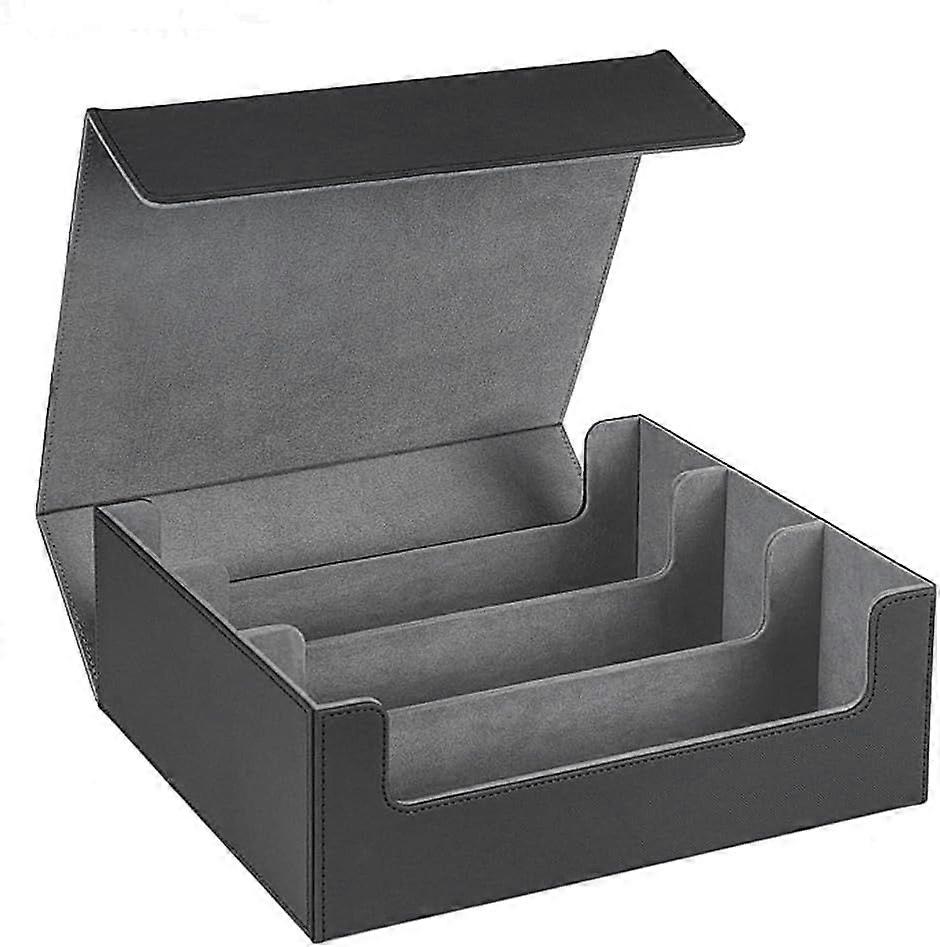 Beausoleil 1 Piece Magnetic Card Storage Box Top Side-Loading Deck Case Game Cards Box Black+Gray