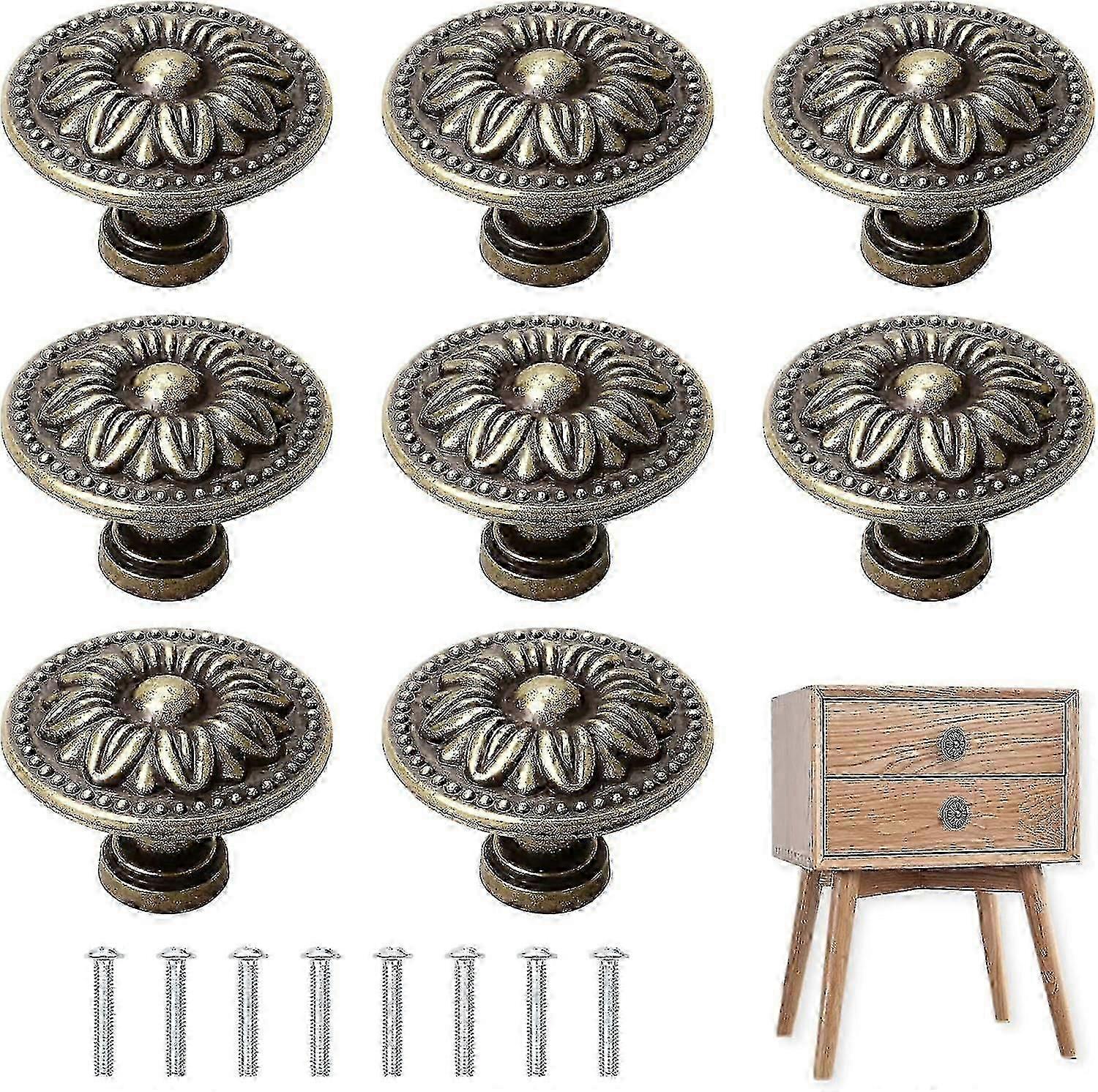 Lot de 8 boutons de placard خمر البرونز العتيقة صب لافتة ، دولاب ، meubles ، 30 مم de diamtre