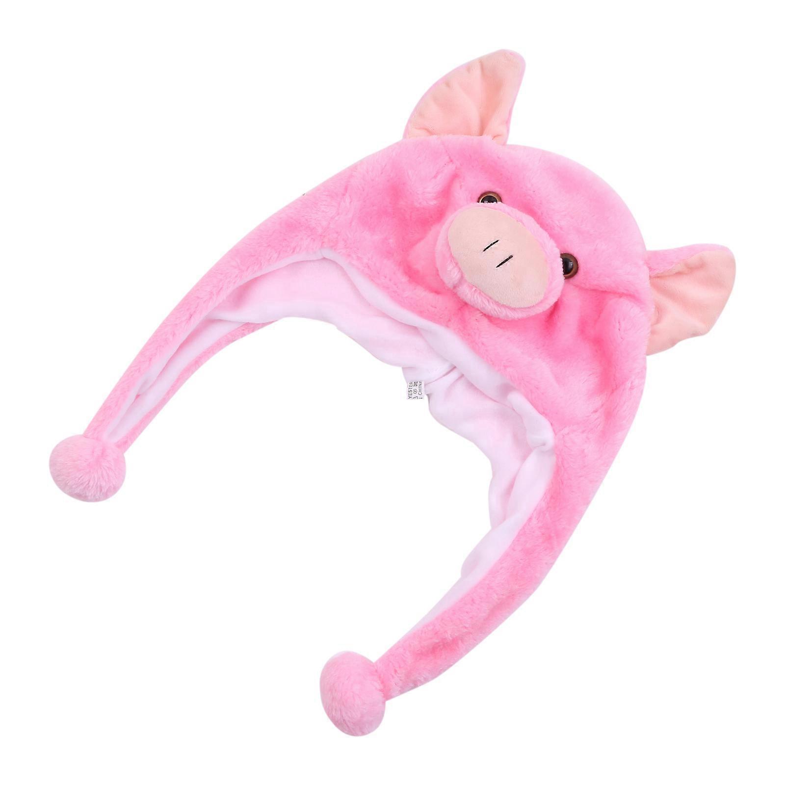 מצחיק קטיפה בעלי חיים כובע כובע מטושטש חורף חיצוני חם שמירה כובע ממולא בעלי חיים כובע לנשים גברים ילדים בנים בנות חזיר ורוד