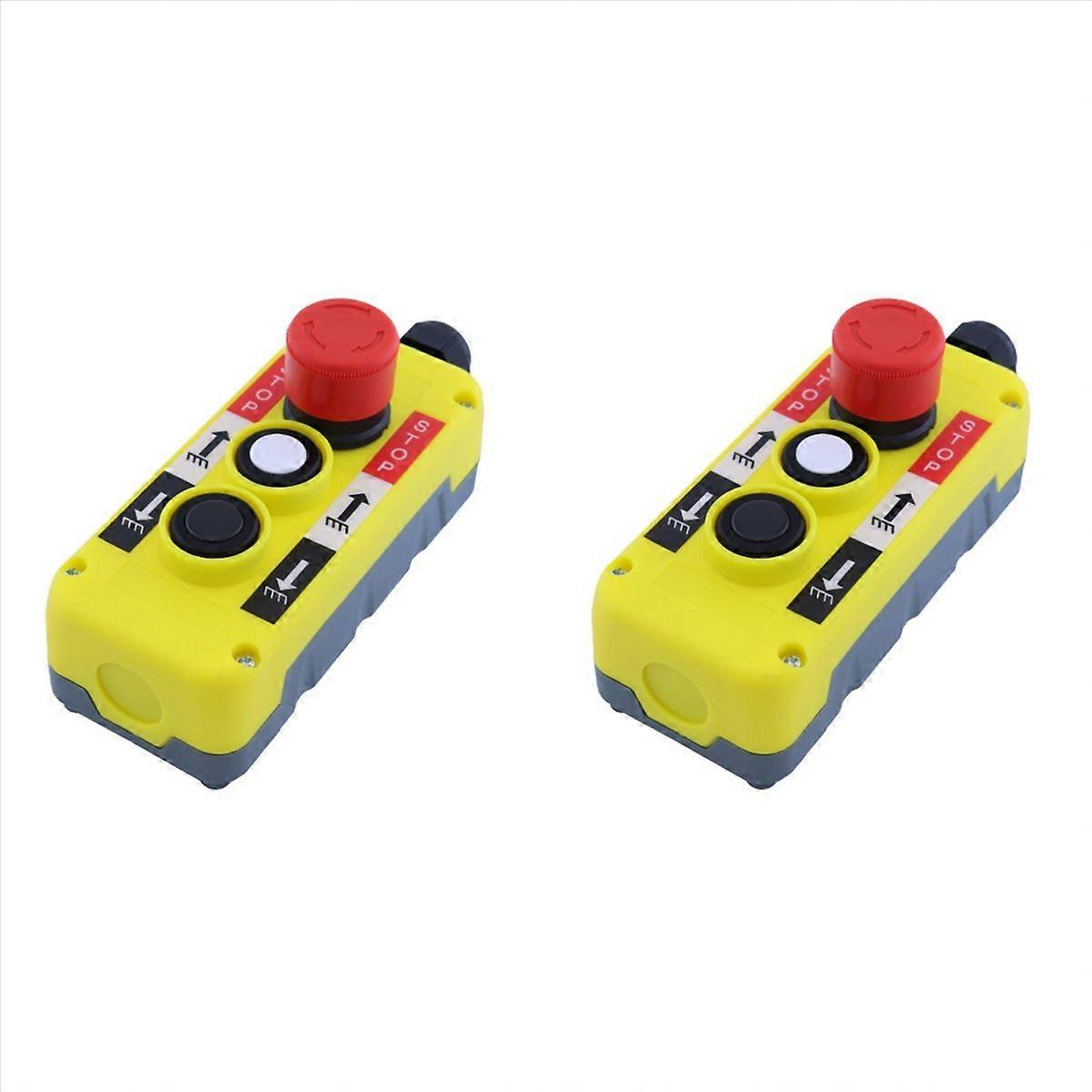 2X Electric Crane Remote Control Push Button Emergency Stop Switch Rainproof UP Down Hoist Switch We