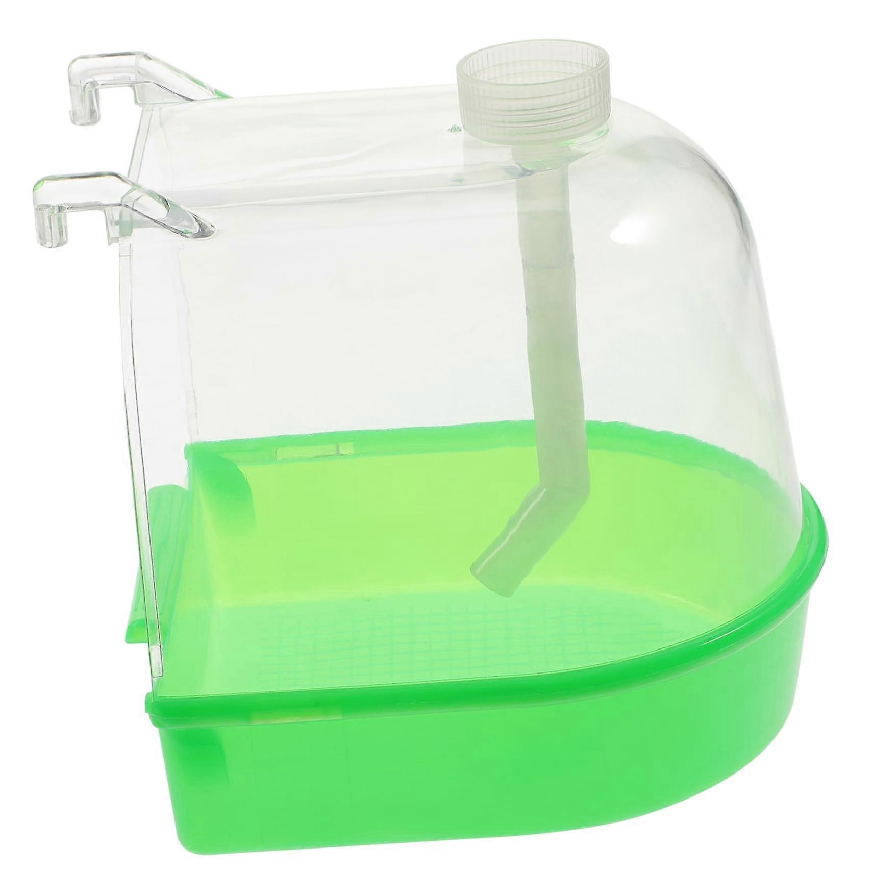 Bird Bath Cage with Covered Basin and Water Feeder for Canaries, Budgies, Parrots and Small Birds