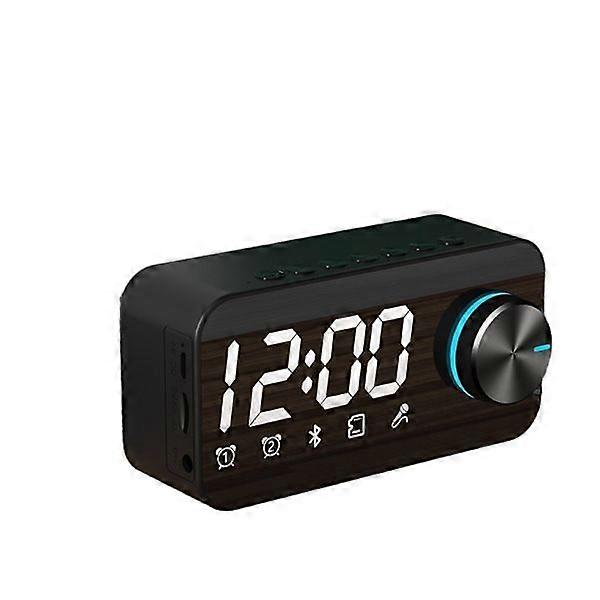 Alarm clock with digital alarm, Bluetooth speaker, LED time and alarm display and desk mirror, student alarm clock with home card, computer speaker
