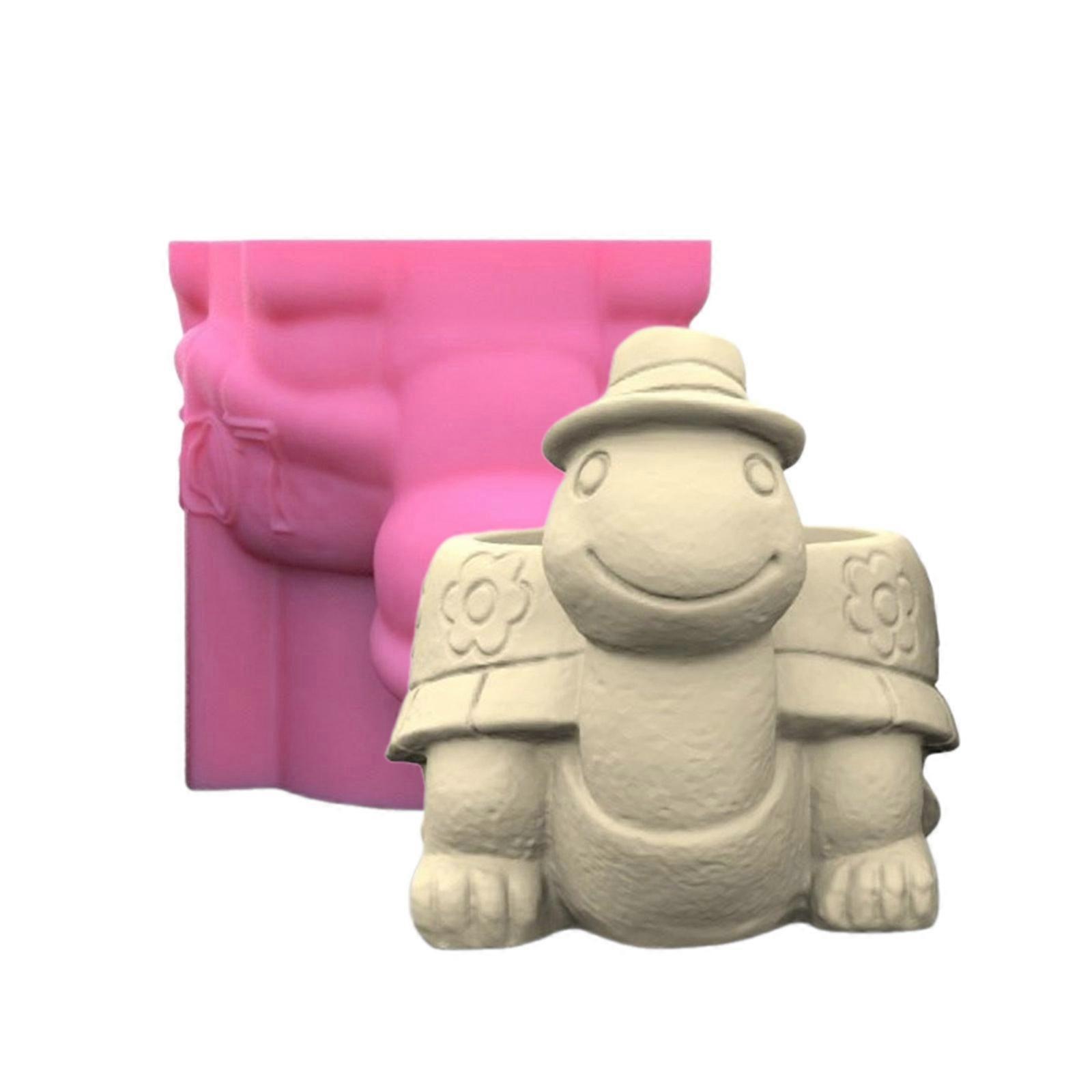 3D DIY Flowerpot Mold Silicone Mold Turtle Shape Vase Mold Easy to Use for Crafting Concrete and Epoxy Resin Clay Craft Multicolor
