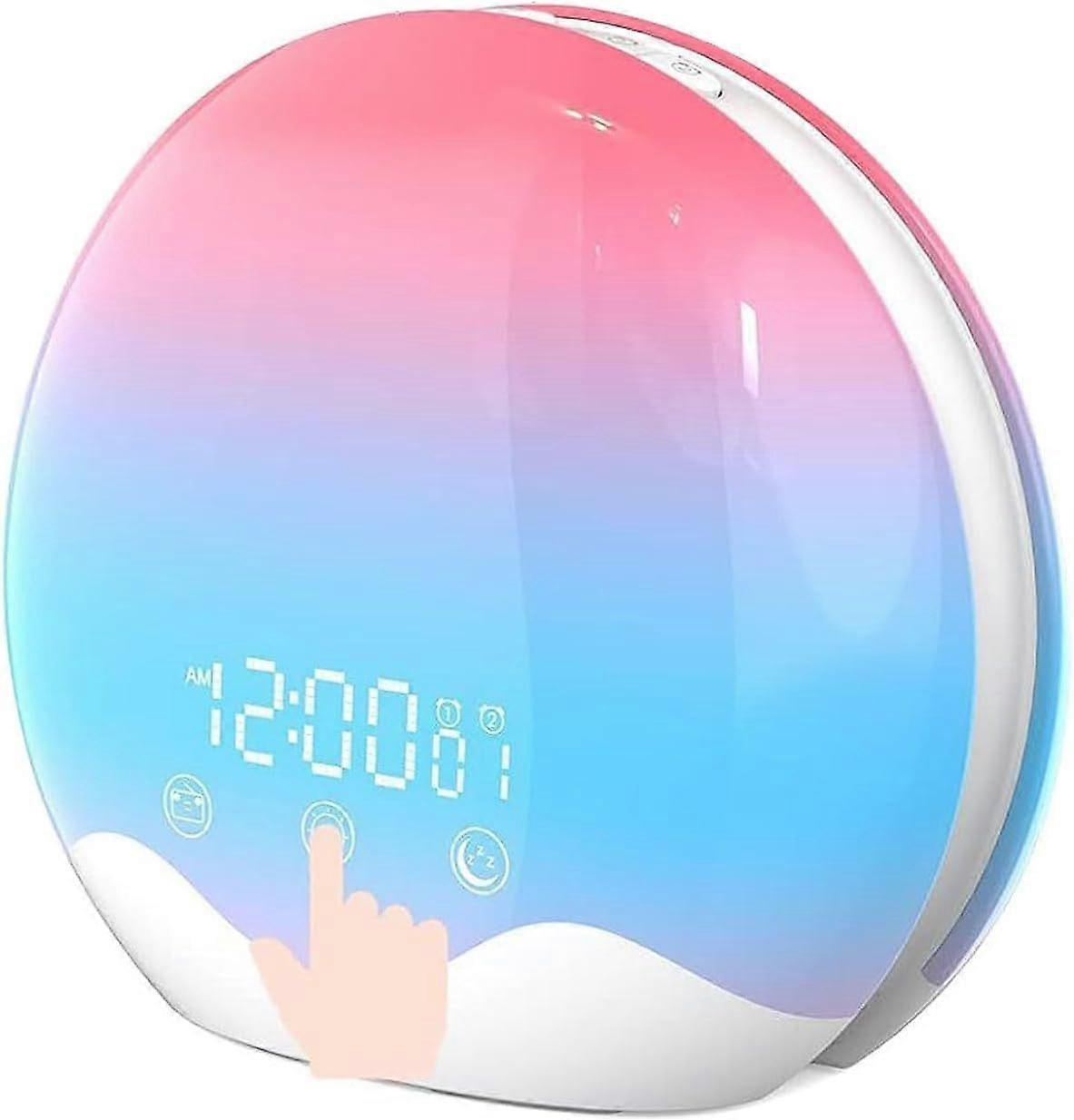 Multifunctional Wake Up Light Alarm Clock with Simulated Sunrising and Colorfur Lamp Christmas