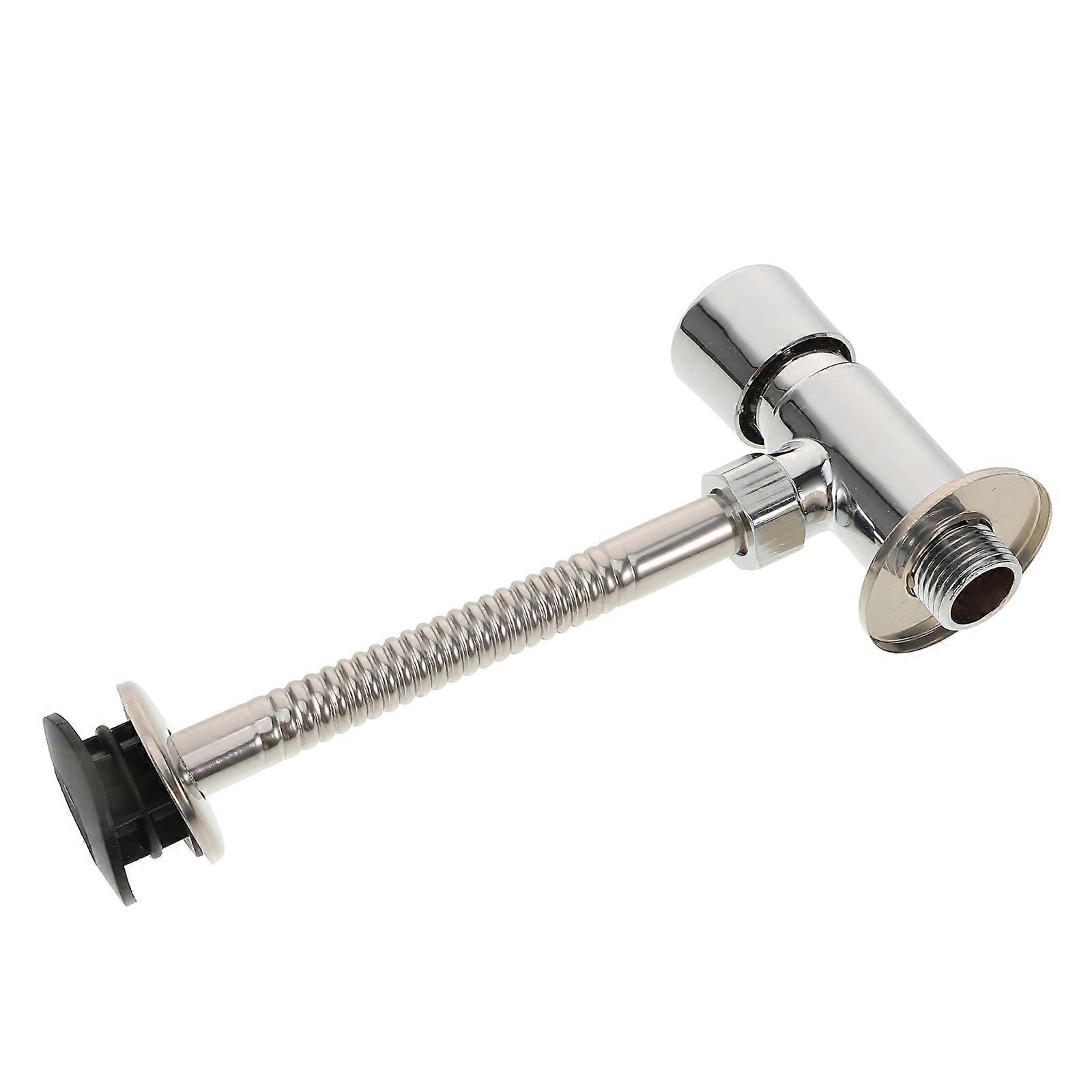 Pressing Delay Shutoff Flush Valve for Bathroom with Silver Finish and Durable Design 1 piece