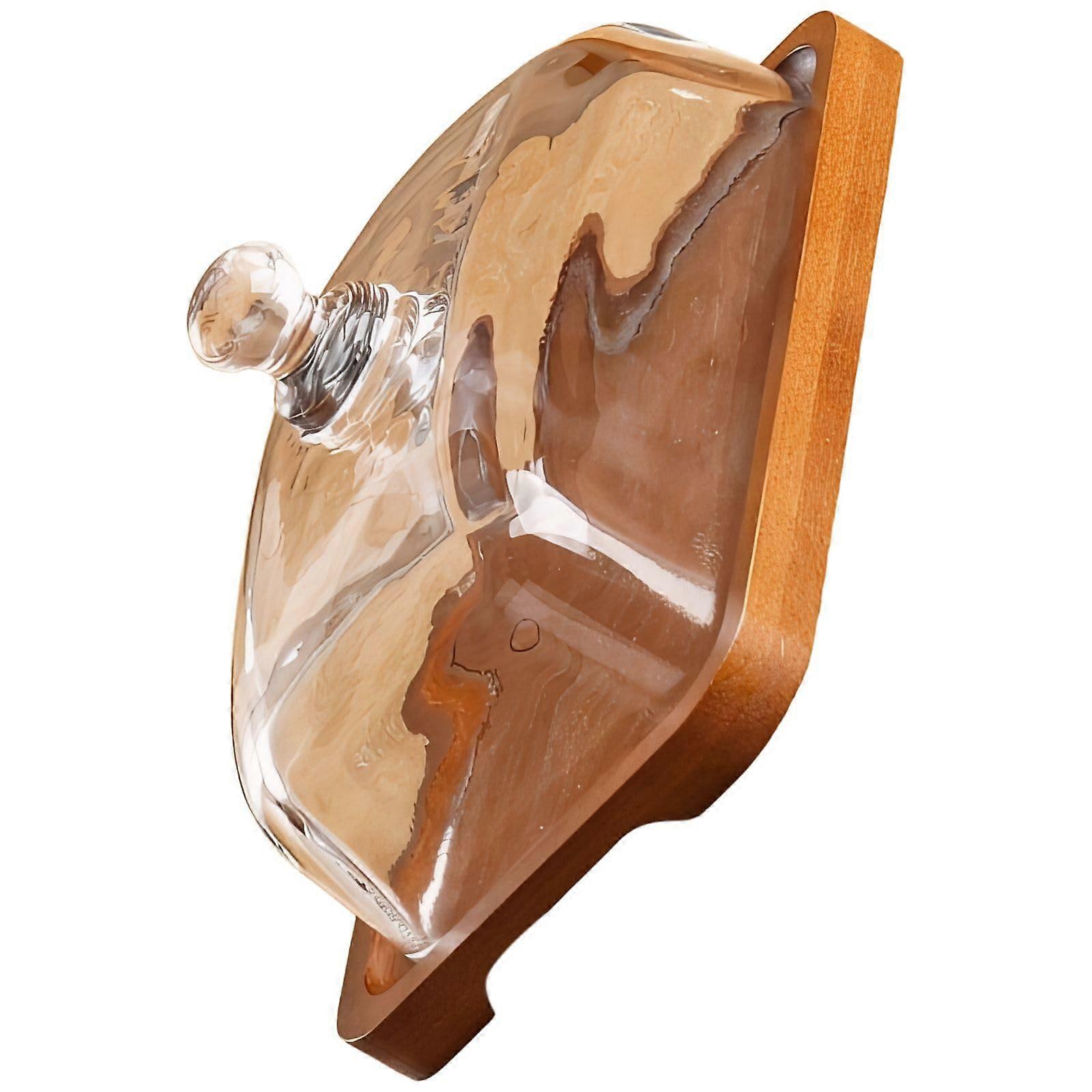 Rectangular Wooden Butter Dish with Clear Glass Lid for Kitchen Storage and Elegant Table Display