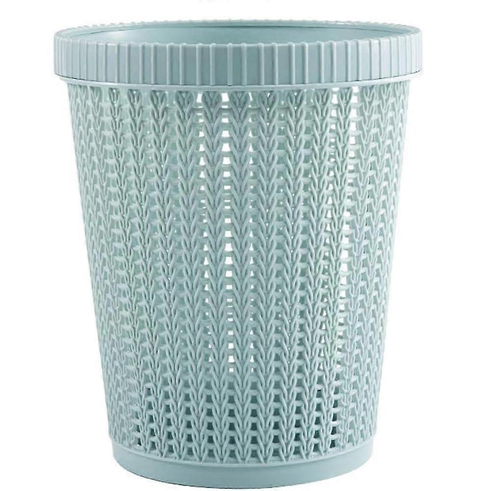 Hollow Garbage Bin with Built-in Bag Storage, Durable PP Trash Can for Home Office, Living Room, Bedroom, Blue