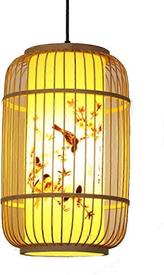 Rattan Pendant Light with Adjustable Height, Rustic Handwoven Ceiling Lamp for Kitchen Island 30x40cm