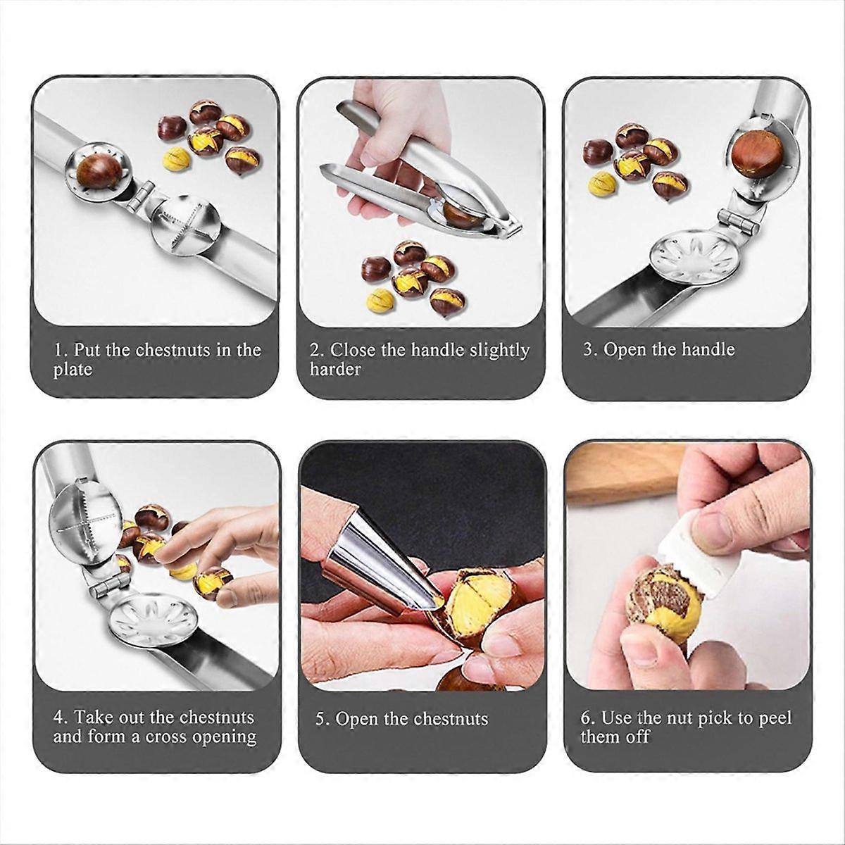 2PCS Chestnut Clip Nut Cracker with Thumb Guard Peelers Nut Pliers