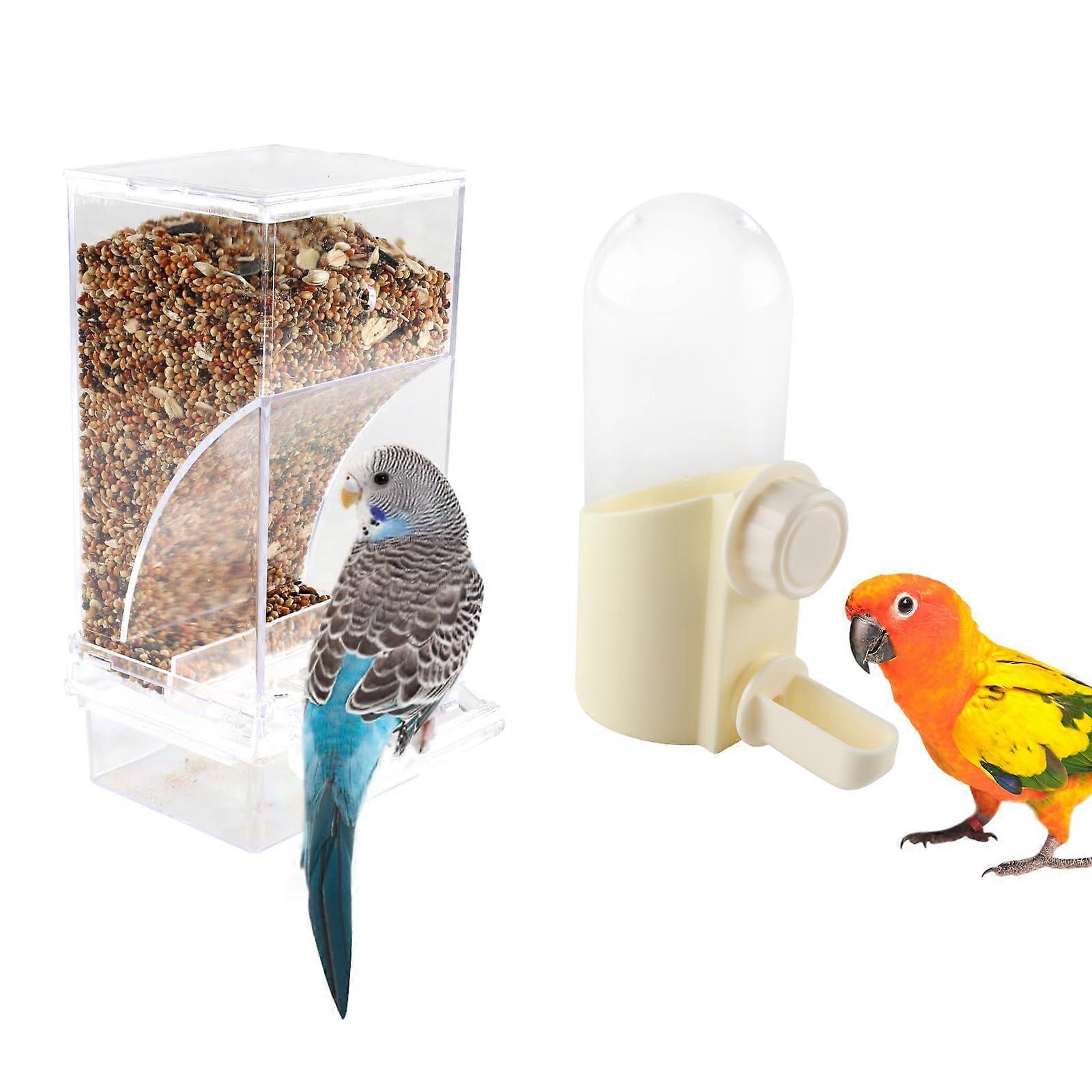 Automatic Bird Feeder and Water Dispenser for Cage, No Mess Large Capacity for Parakeets