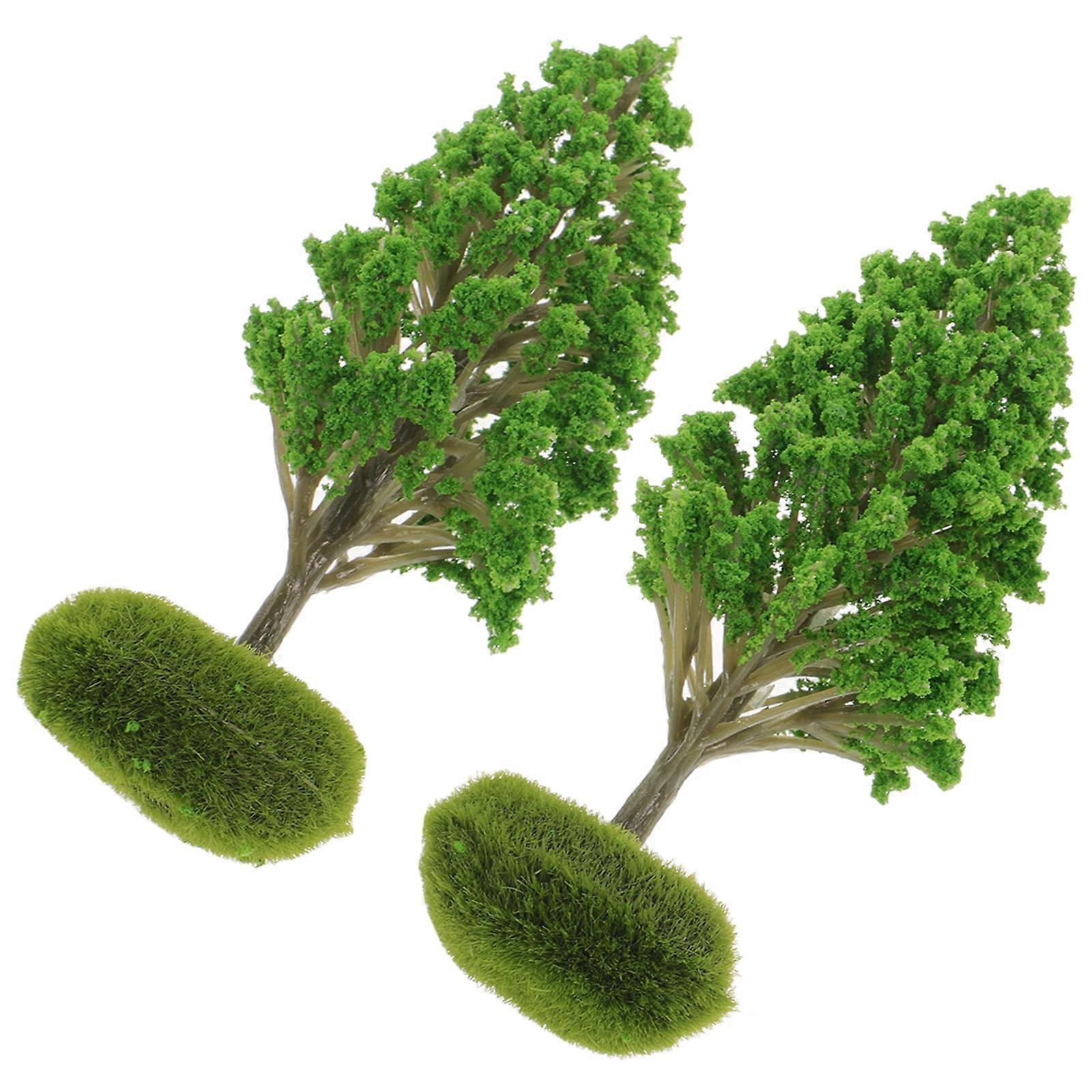 Green Miniature Diorama Tree Plastic Model for Decoration 2Pcs