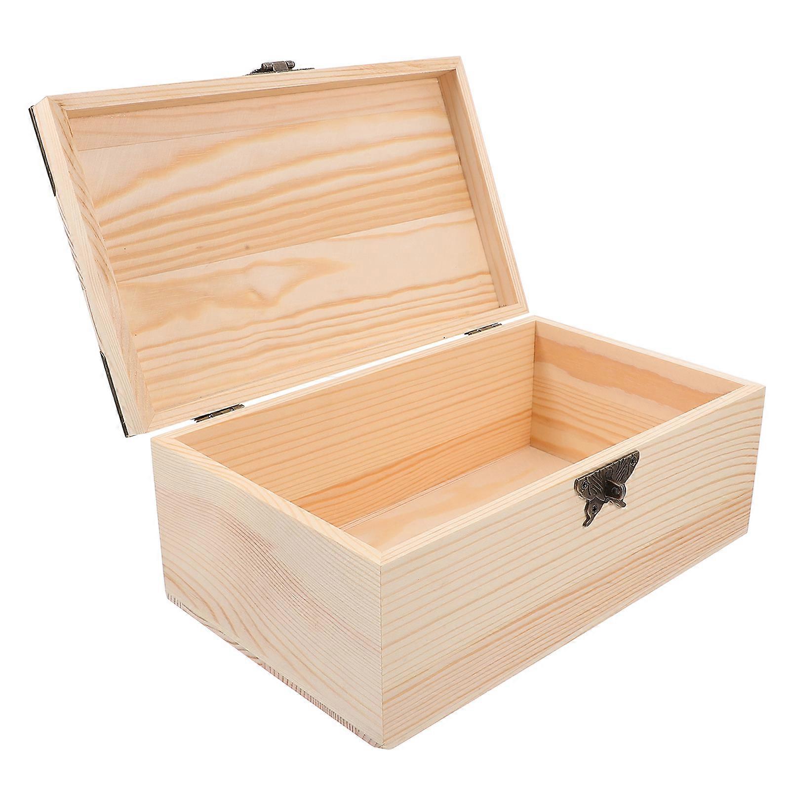 Wood Crafts Storage Box for Storage Use with Hinged Lid Small Organizer